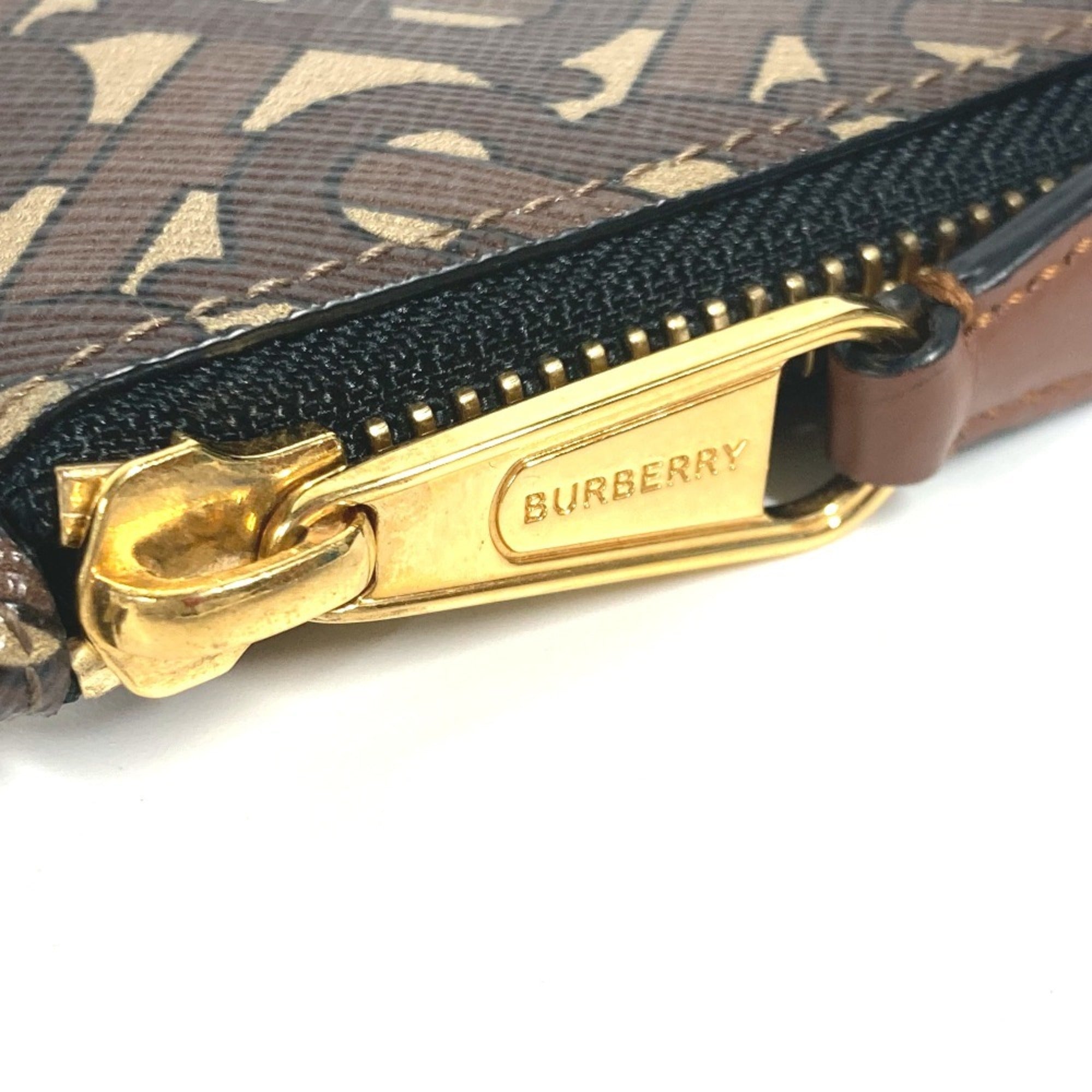 Burberry Beige Brown Leather Coin Purse/Coin Case (Pre-Owned)
