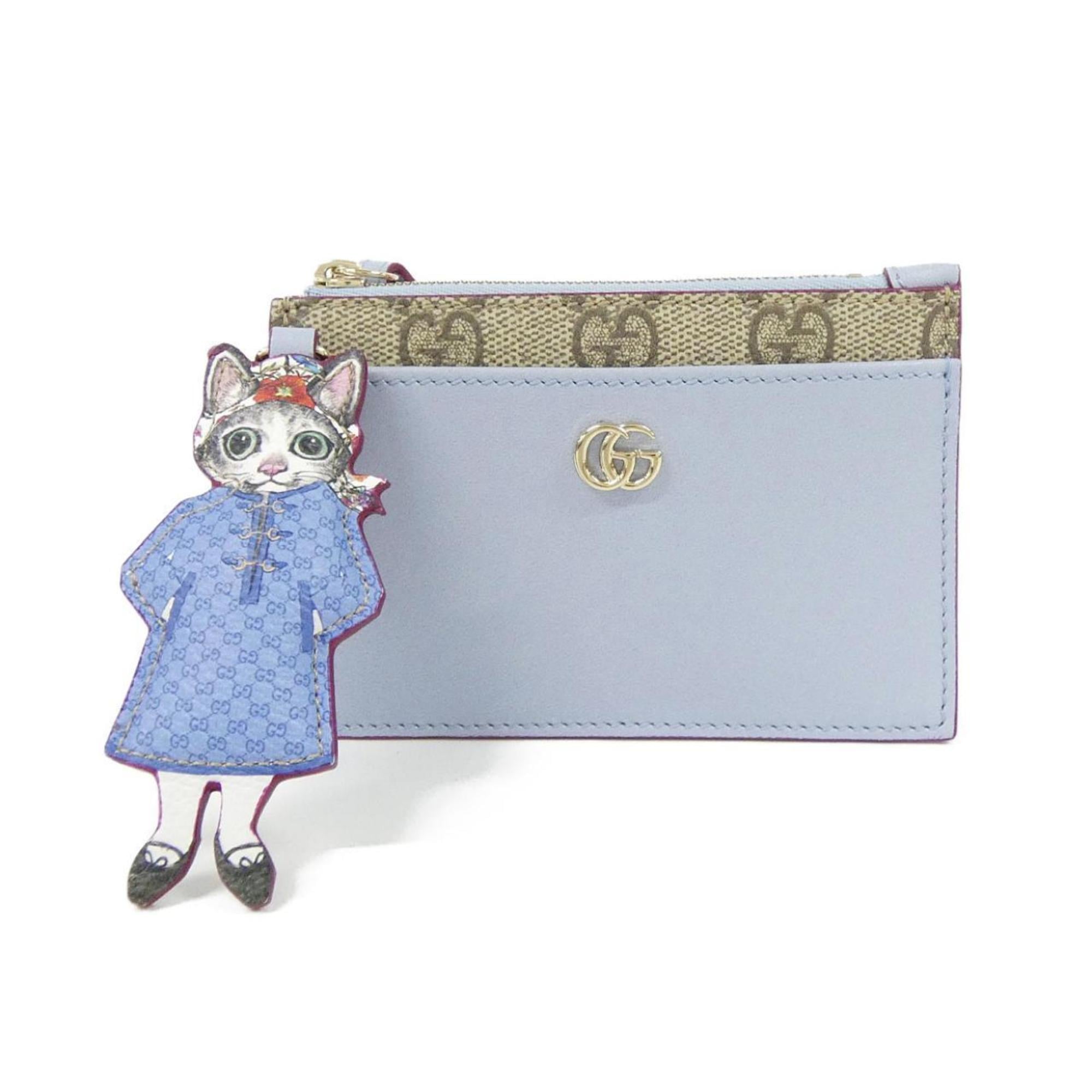 Gucci Light Blue Gg Supreme Canvas Leather Coin Purse/Coin Case (Pre-Owned)