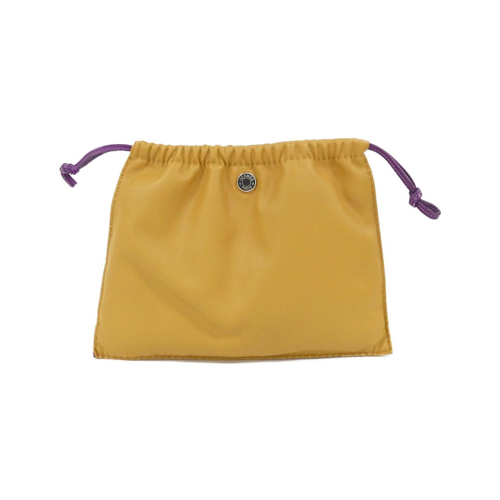 Hermes Beige Violet Agneau Milo Swift Leather Handbag Pouch (Pre-Owned)