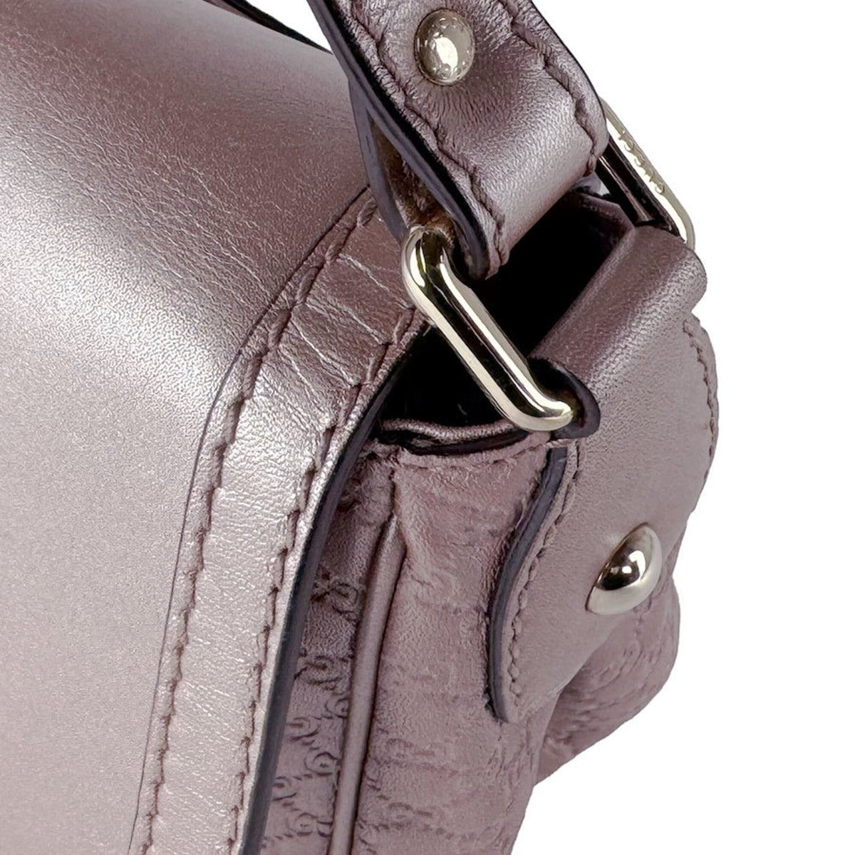 Gucci Metallic Beige Metallic Pink Pink Beige Leather Shoulder Bag (Pre-Owned)