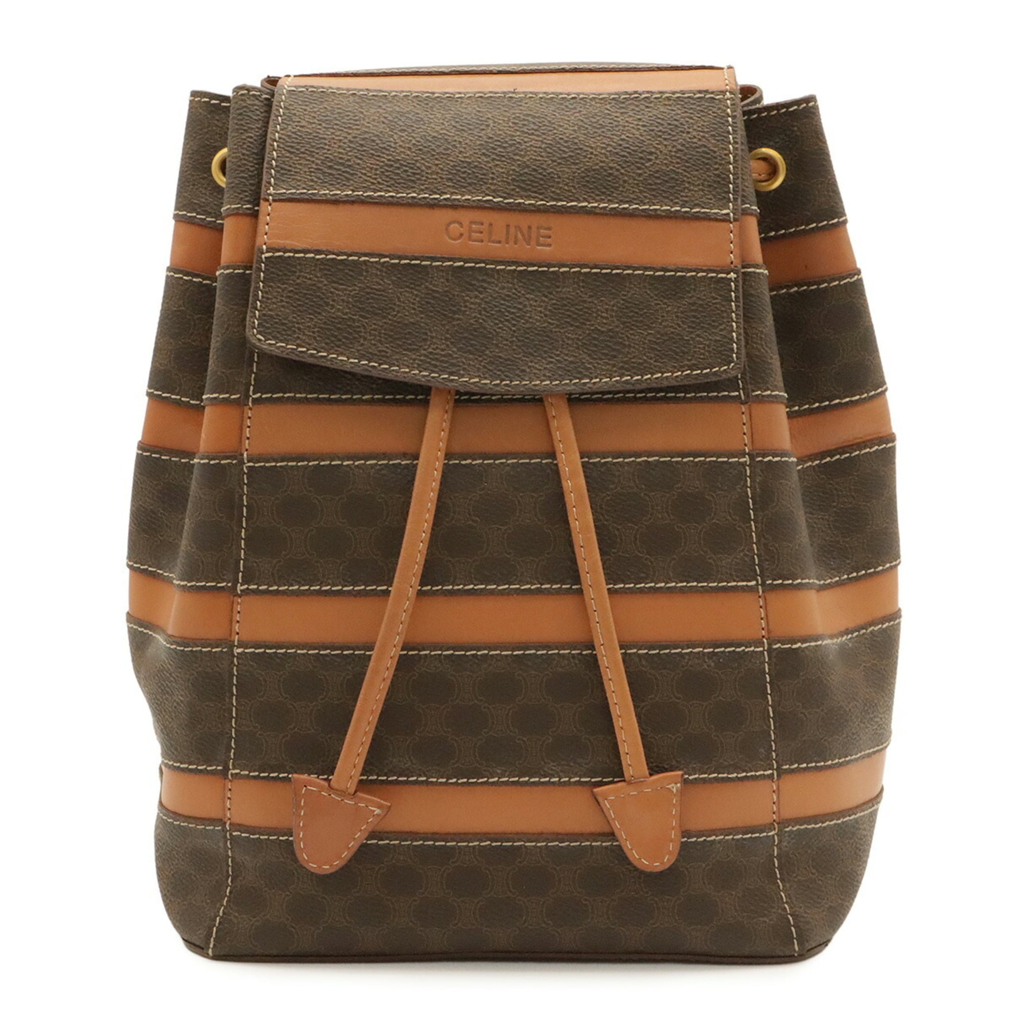 Celine Macadam Beige Dark Brown Pvc Leather Backpack (Pre-Owned)