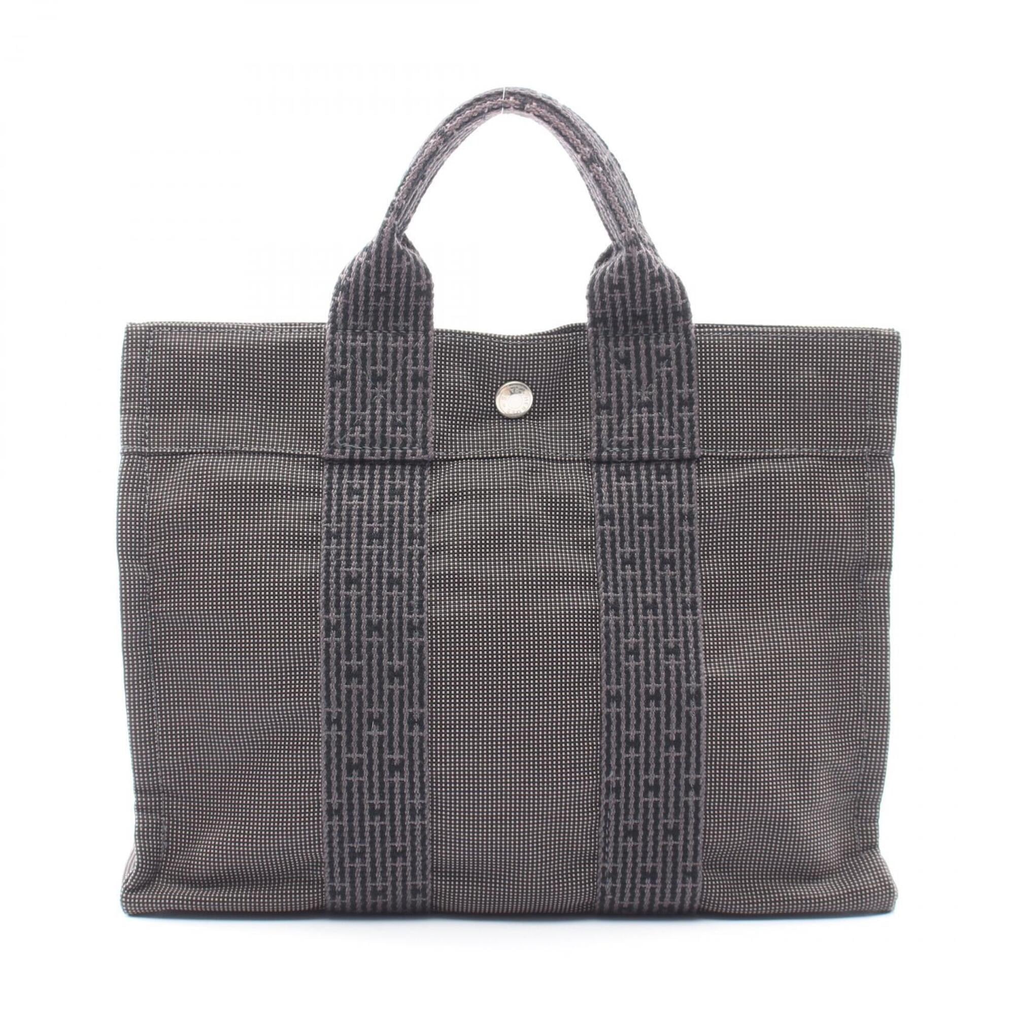 Hermes Gray Nylon Canvas Handbag Tote Bag (Pre-Owned)
