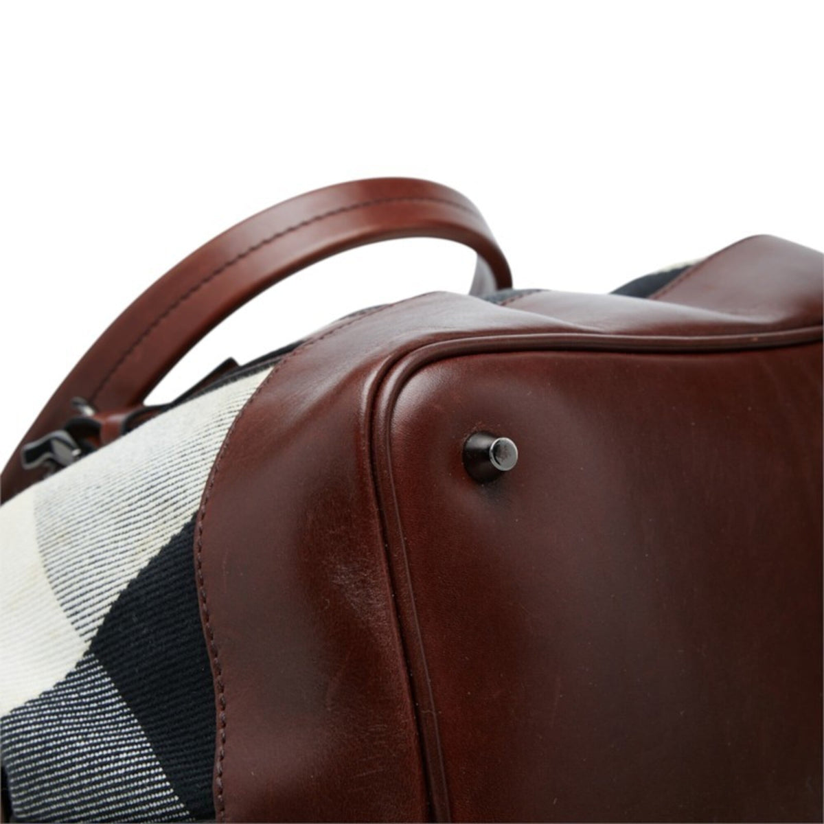 Burberry Beige Brown Canvas Leather Shoulder Bag Tote Bag (Pre-Owned)