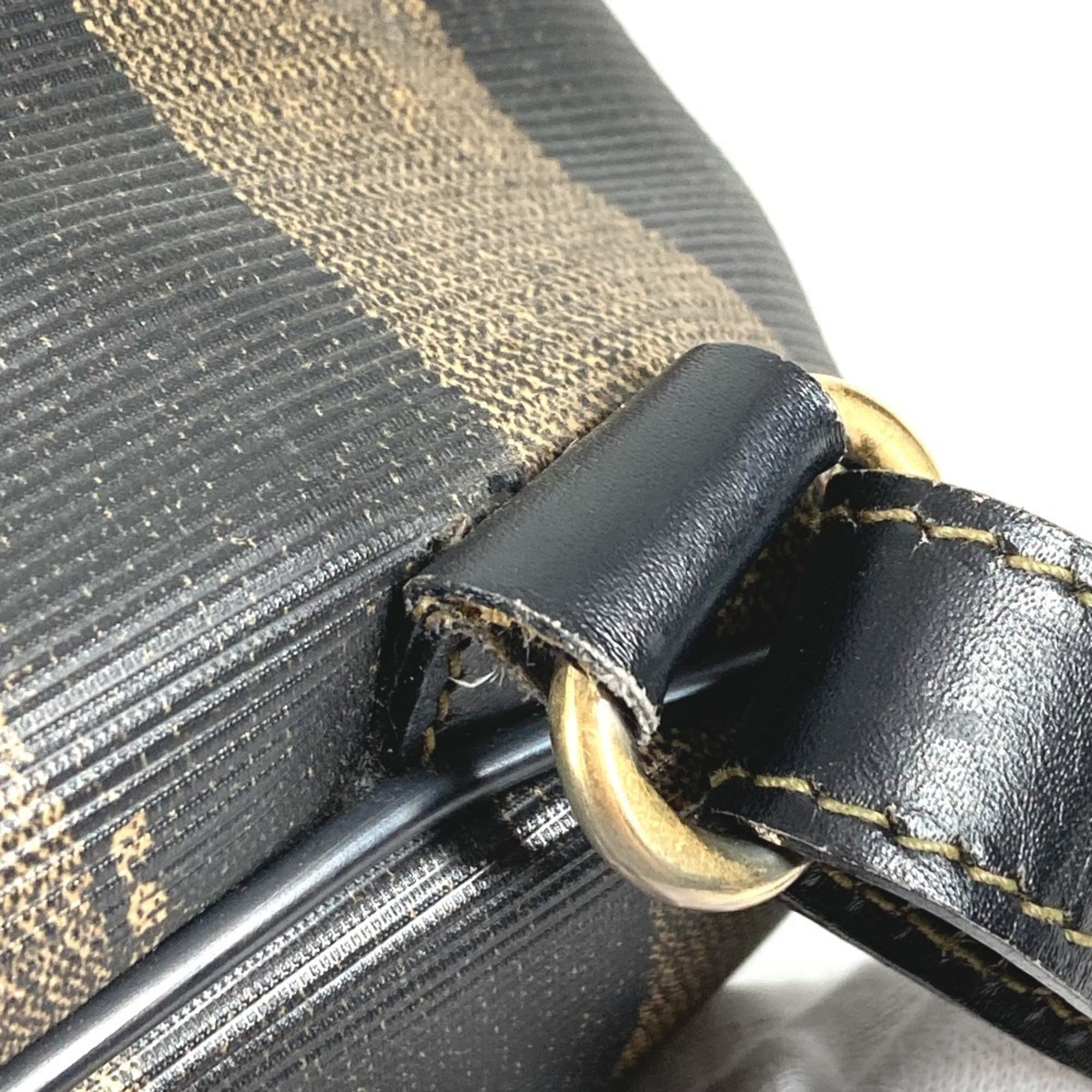 Fendi Pequin Black Khaki Pvc Leather Backpack (Pre-Owned)