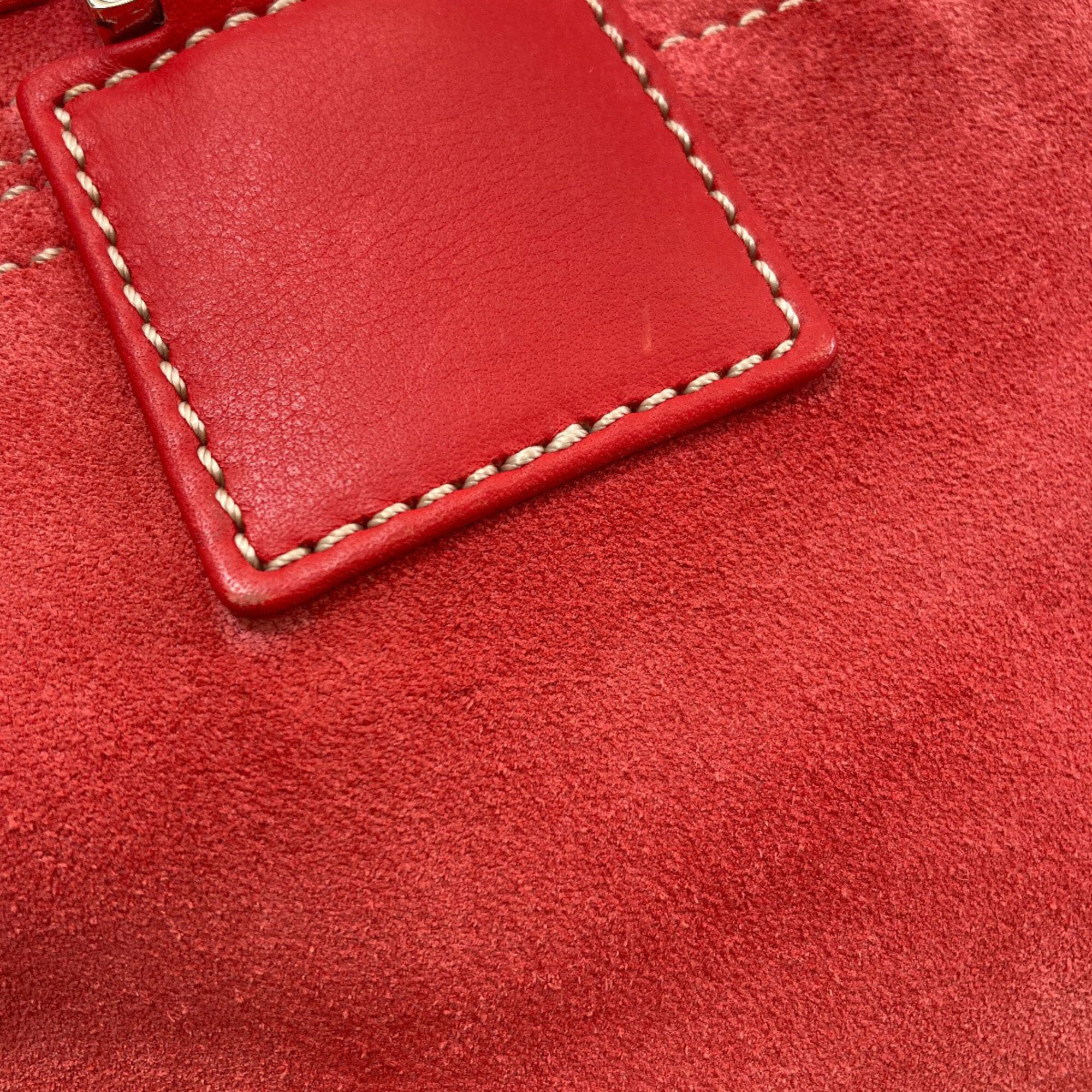 Loewe Red Color Suede Handbag (Pre-Owned)