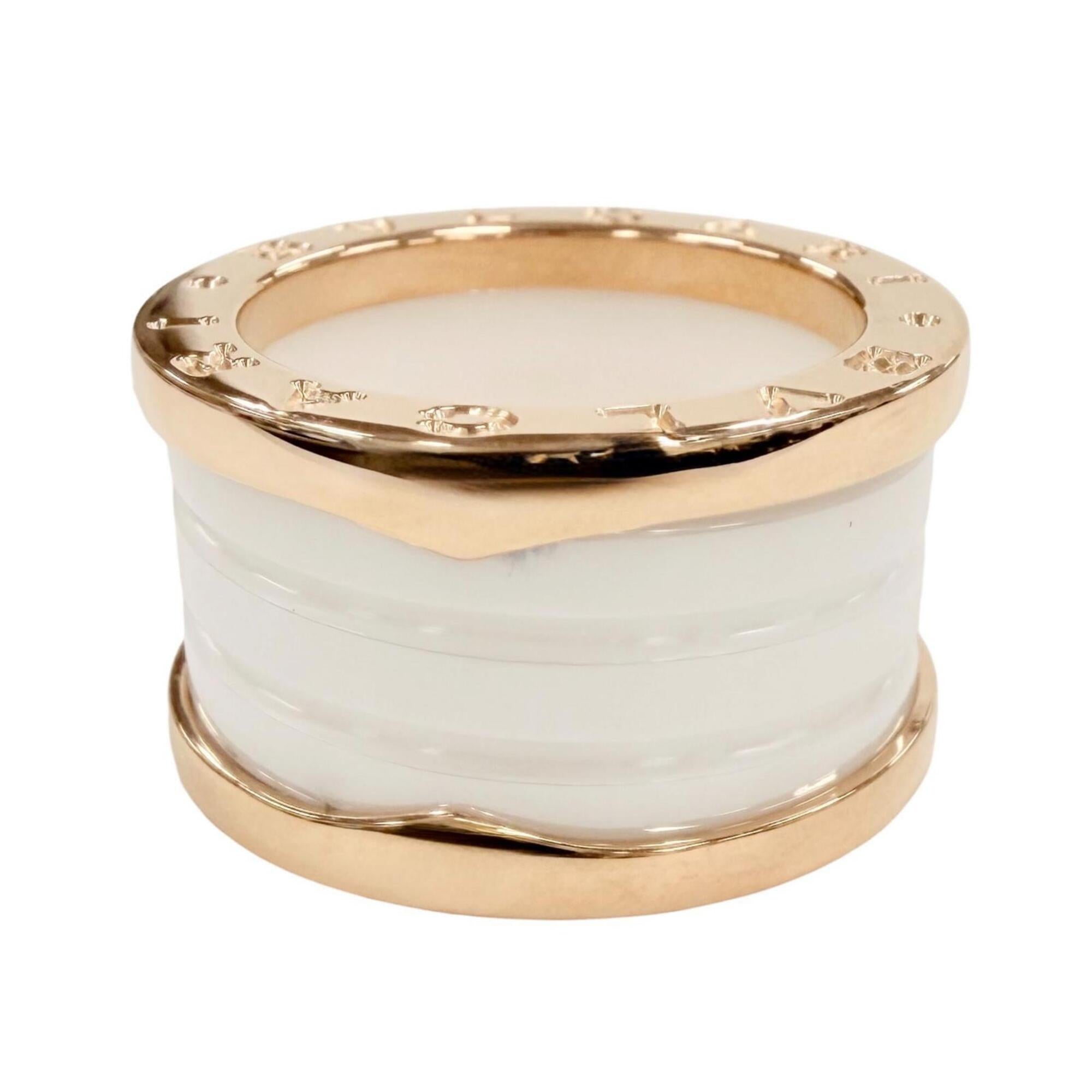 Bvlgari Pink Gold White Pink Gold (18K) Ceramic Band Ring (Pre-Owned)