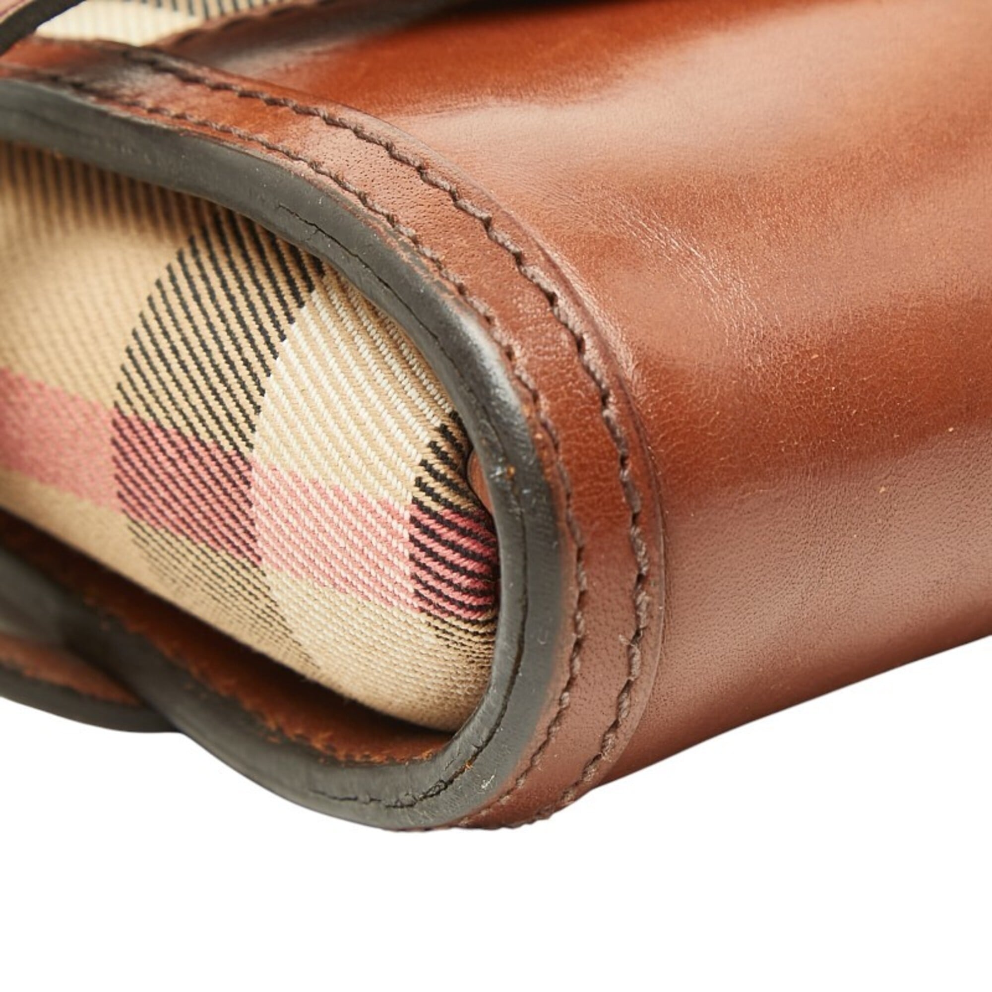 Burberry Beige Brown Canvas Leather Shoulder Bag (Pre-Owned)