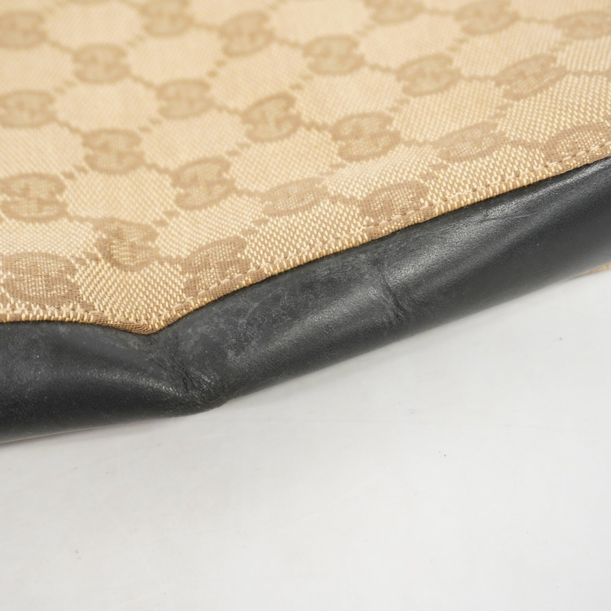 Gucci Black Brown Canvas Shoulder Bag (Pre-Owned)