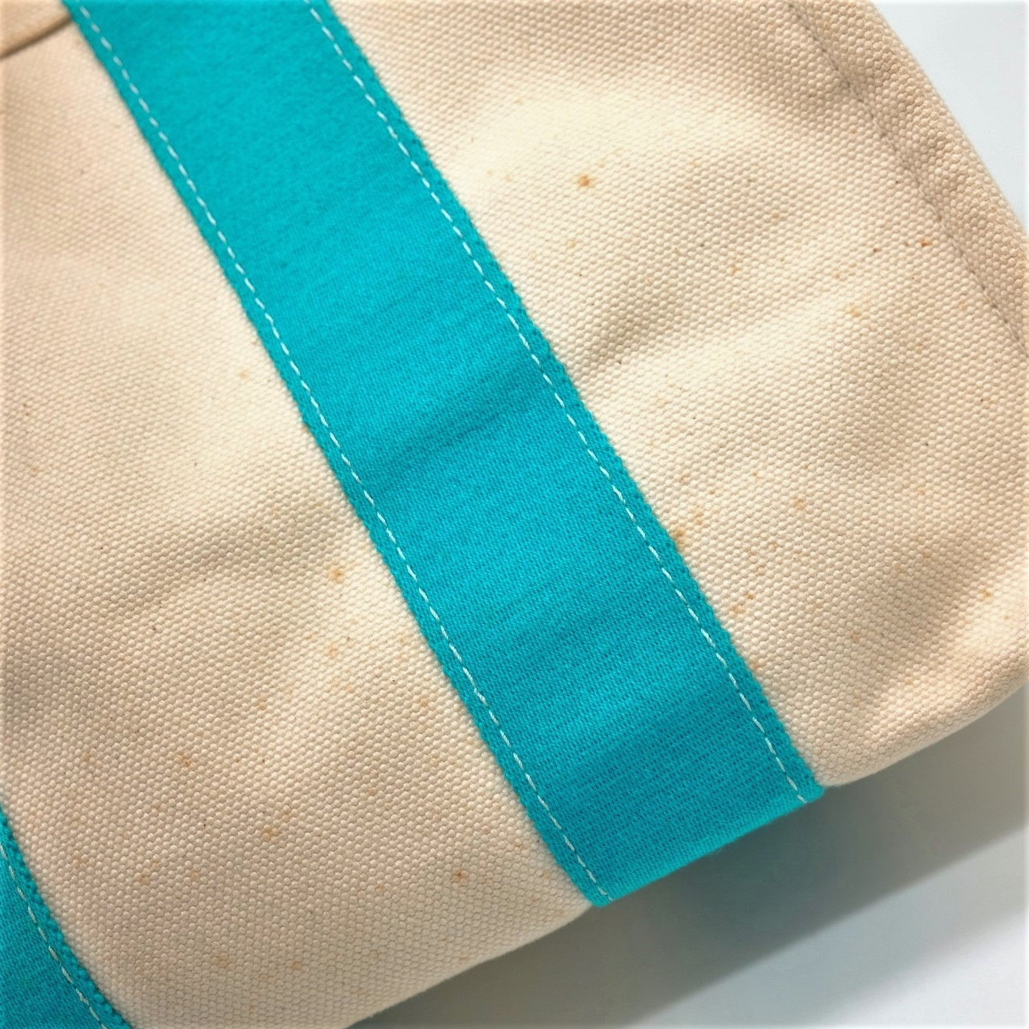 Hermes Beige Blue Natural Canvas Handbag Tote Bag (Pre-Owned)