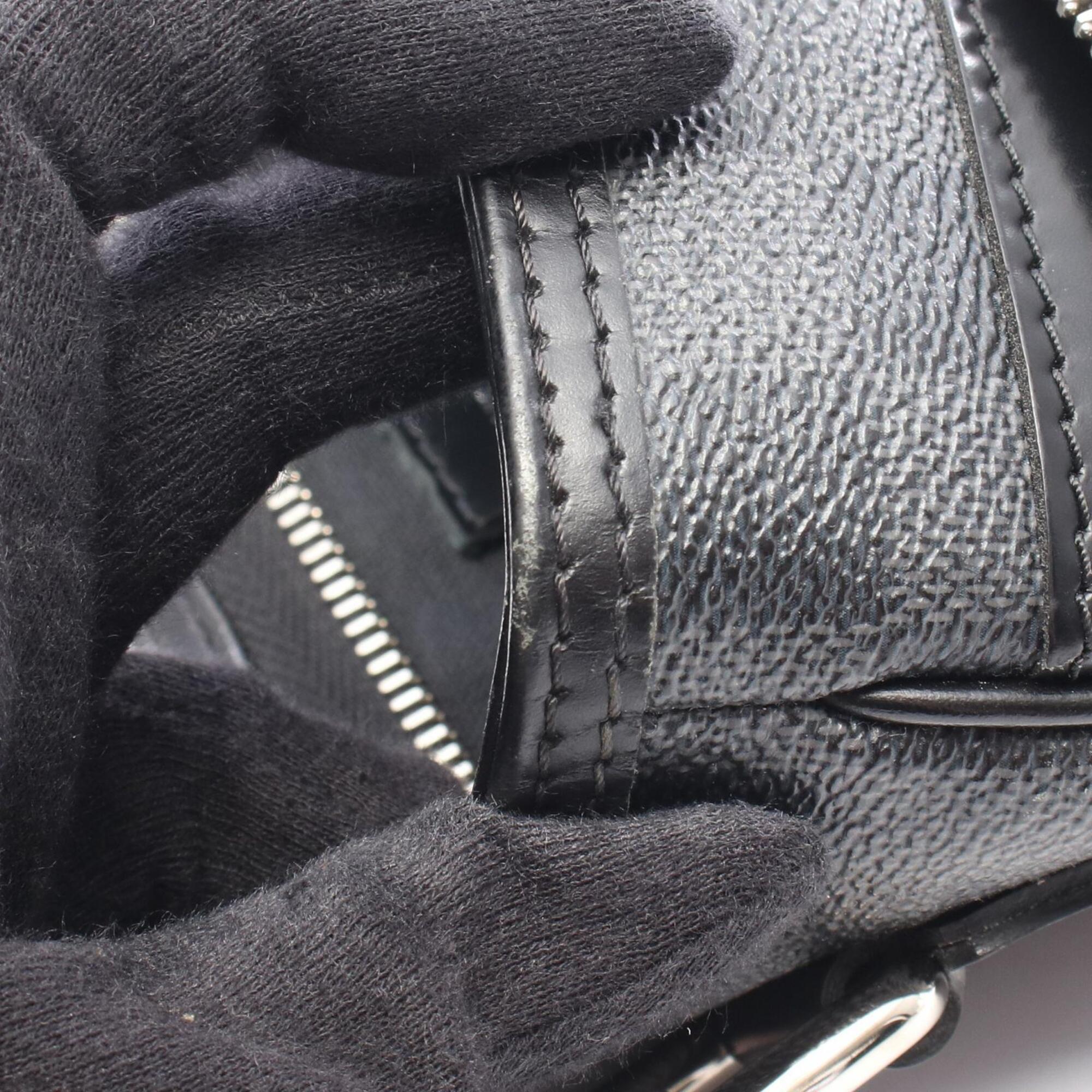 Louis Vuitton Black Coated Canvas Leather Handbag Shoulder Bag (Pre-Owned)