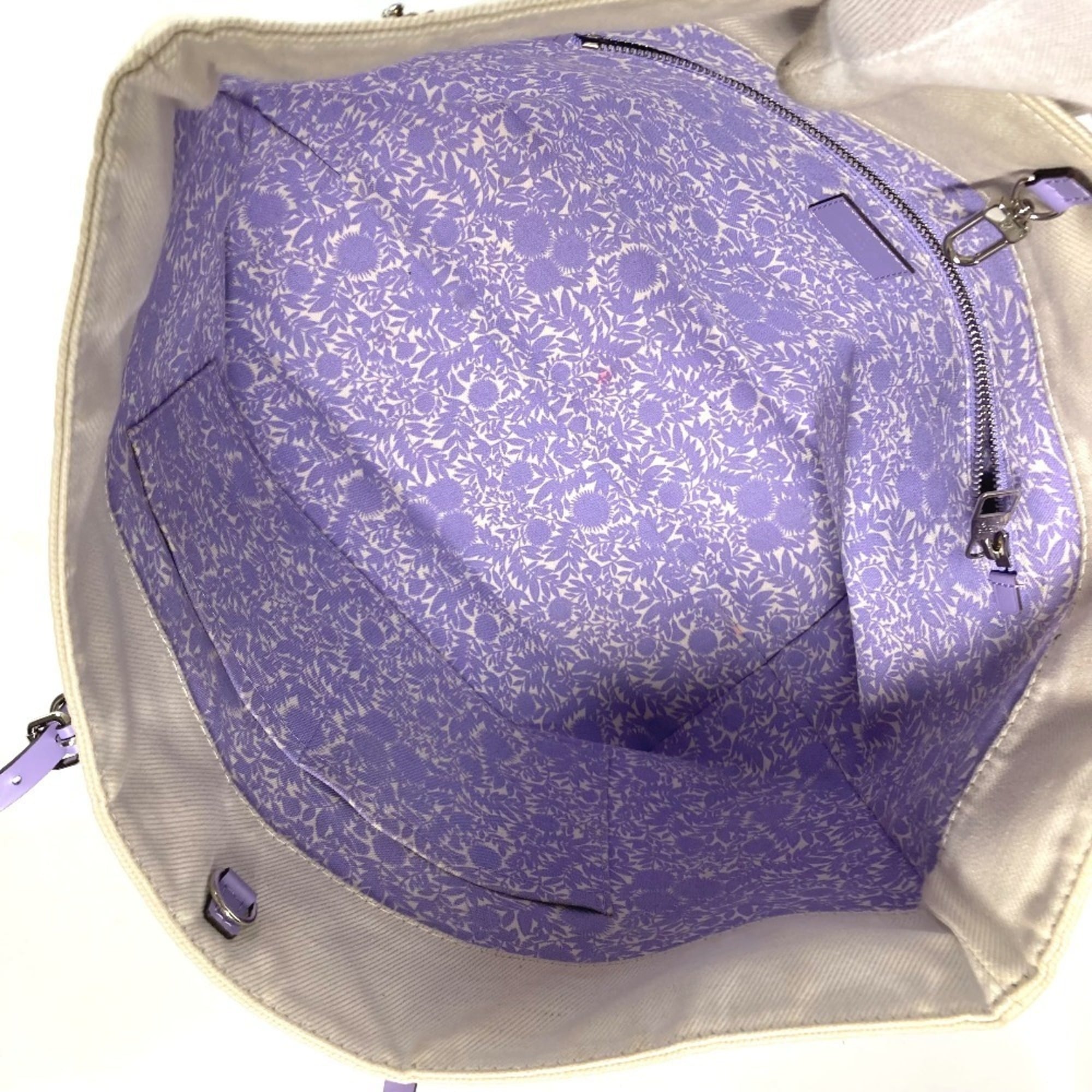 Louis Vuitton Beige Lilac Purple Leather Canvas Shoulder Bag (Pre-Owned)
