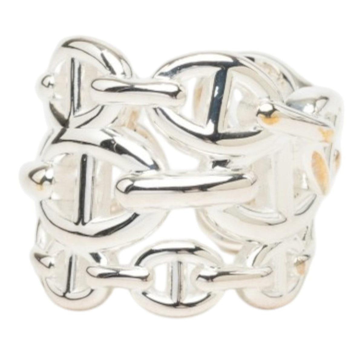 Hermes Silver Silver 925 Band Ring (Pre-Owned)