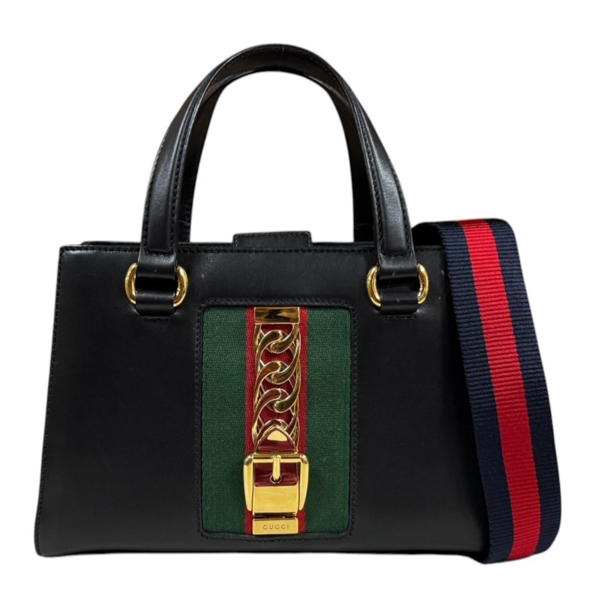 Gucci Black Leather Handbag Shoulder Bag (Pre-Owned)