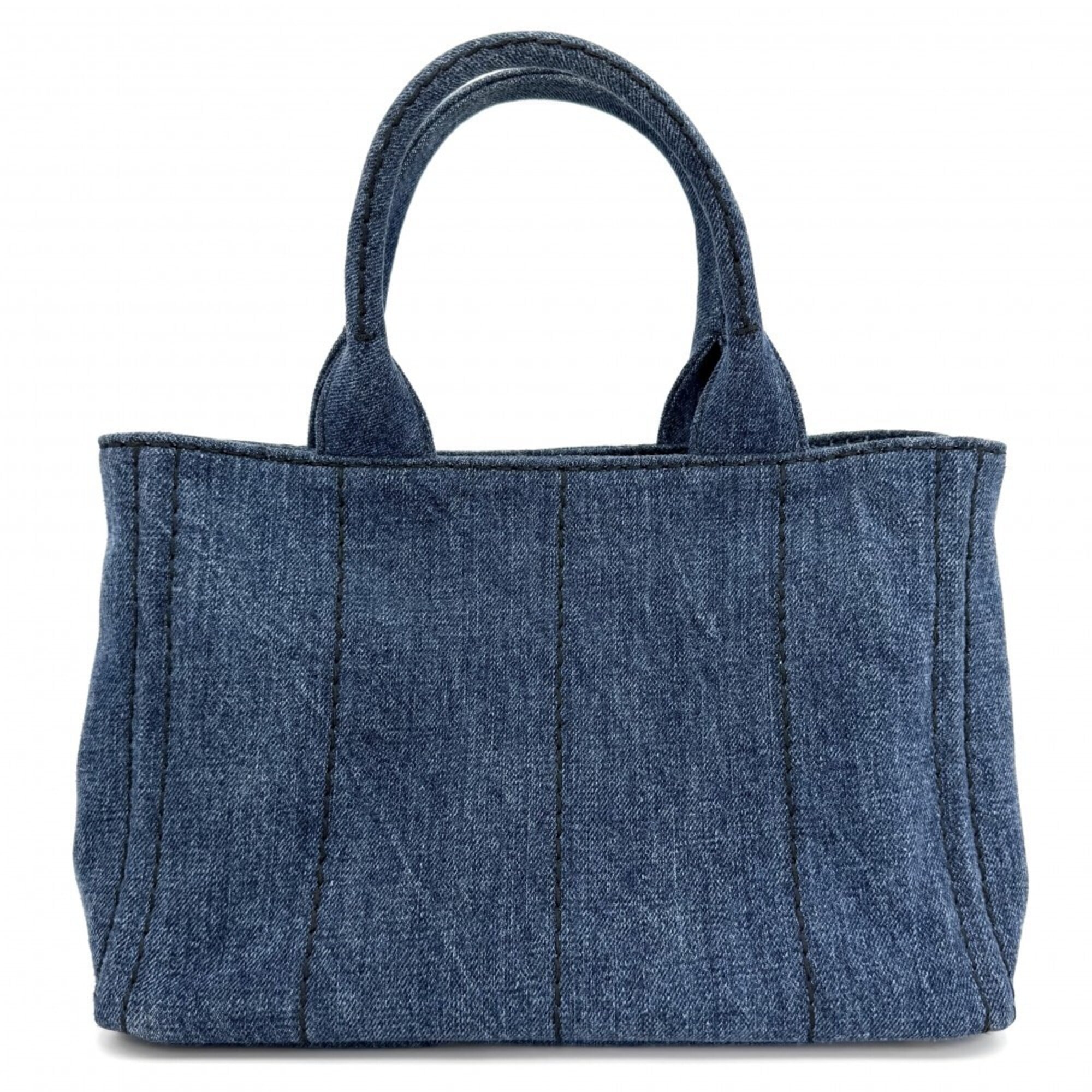 Prada Dark Blue White Yellow Cotton Handbag Shoulder Bag (Pre-Owned)