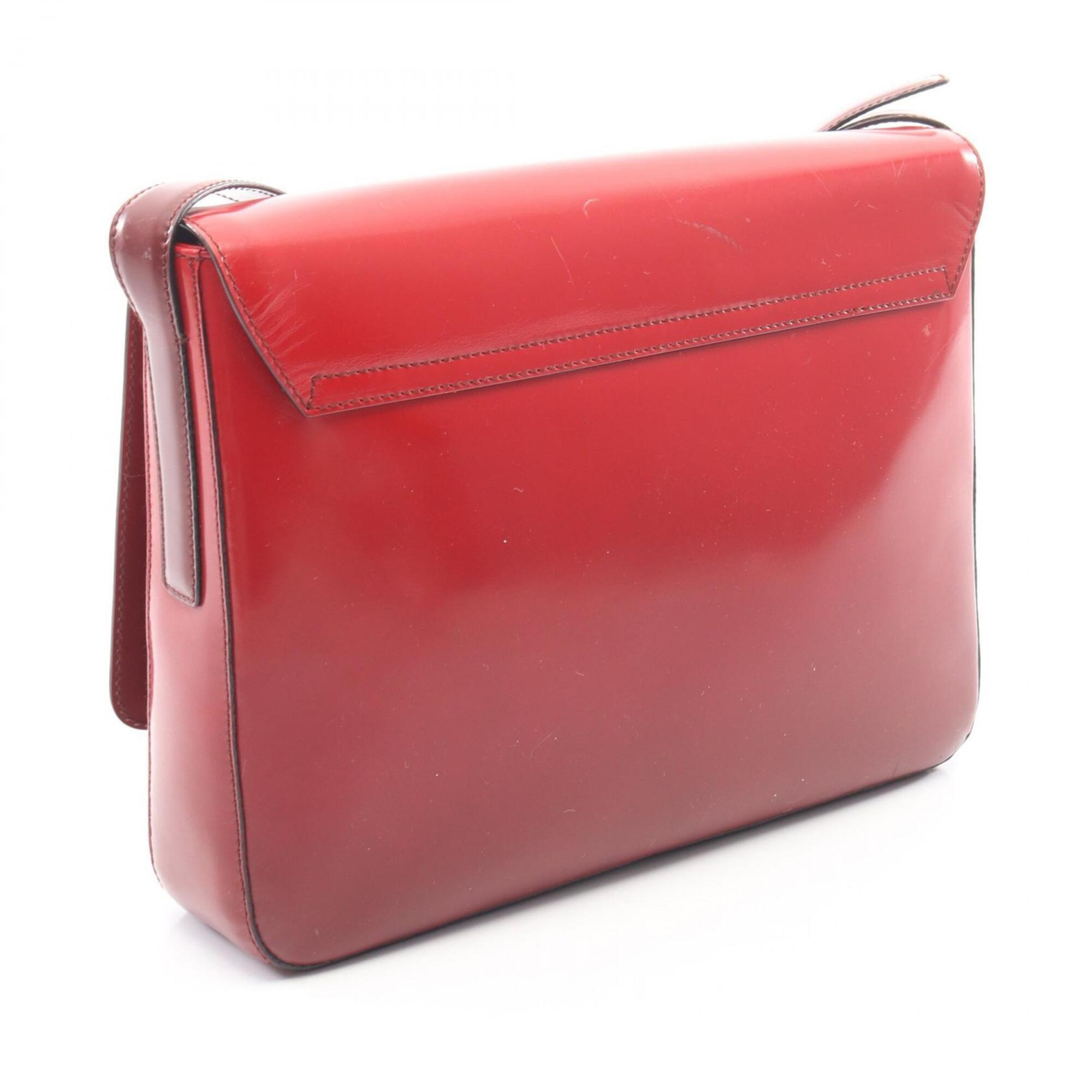 Prada Bordeaux Leather Handbag Shoulder Bag (Pre-Owned)