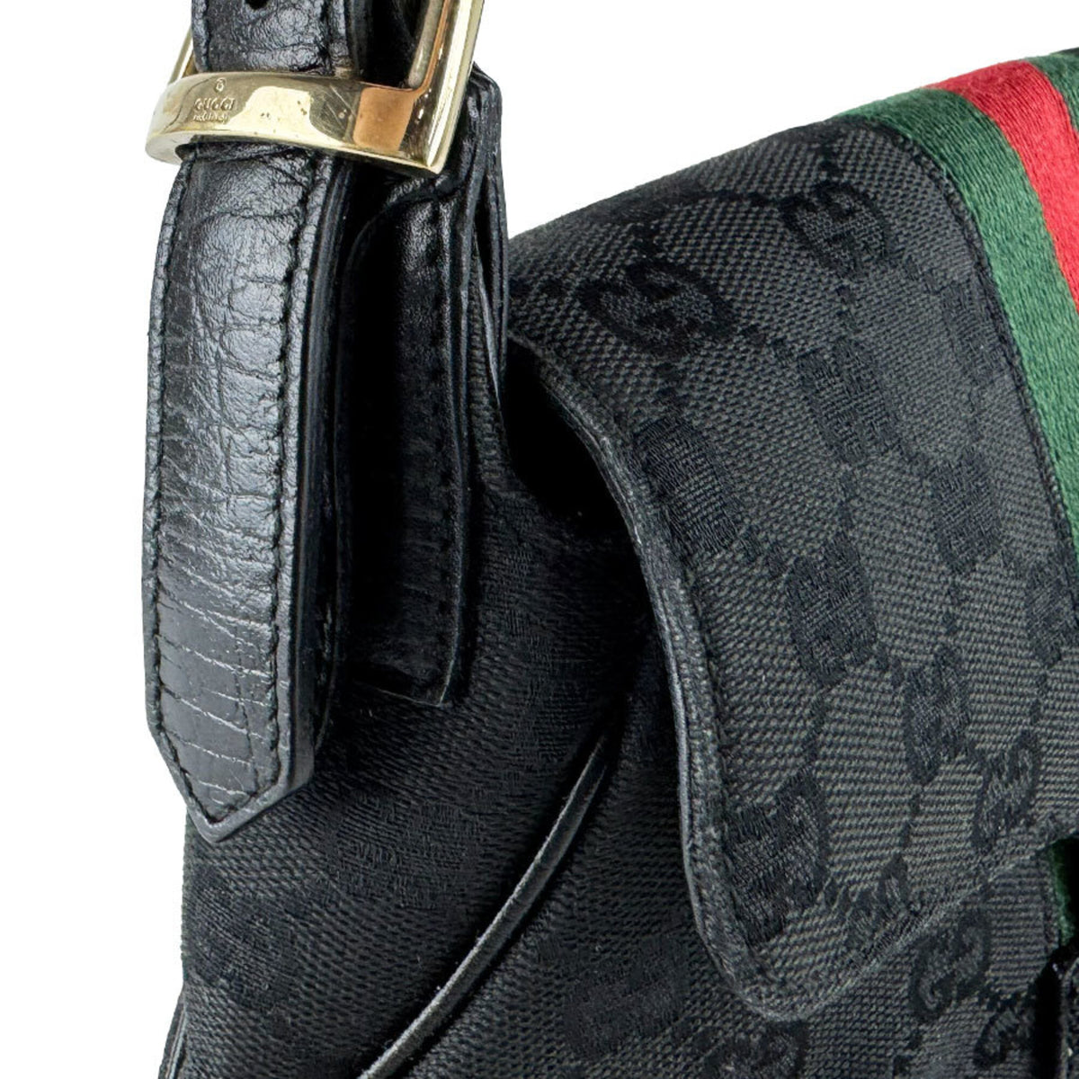 Gucci Black Gg Canvas Leather Handbag (Pre-Owned)