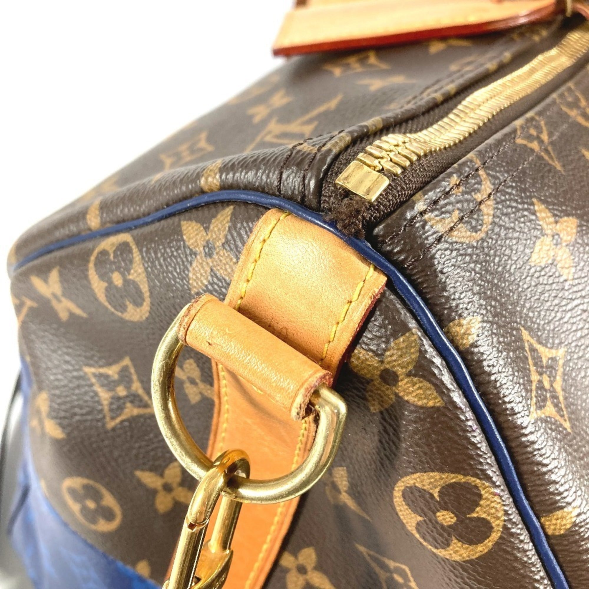 Louis Vuitton Blue Brown Monogram Boston Bag Shoulder Bag (Pre-Owned)