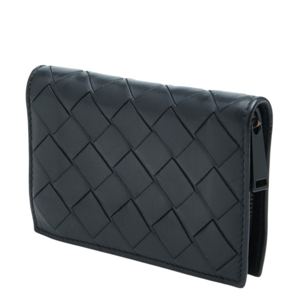 Bottega Veneta Black Leather Coin Purse/Coin Case (Pre-Owned)
