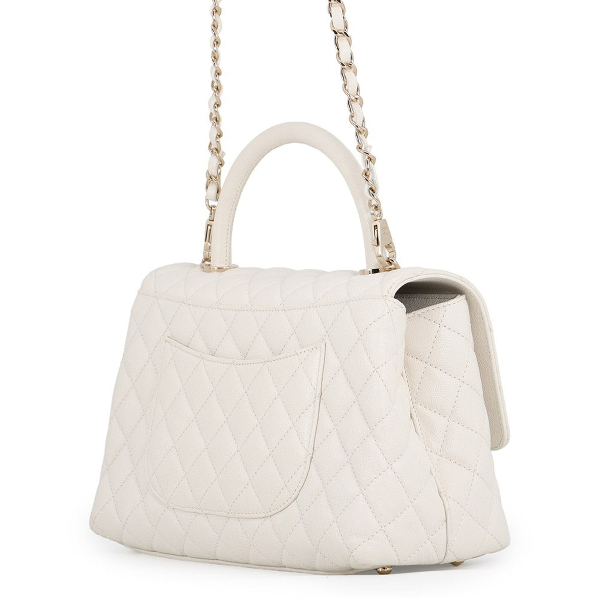 Chanel Matelasse White Grained Calfskin Handbag (Pre-Owned)