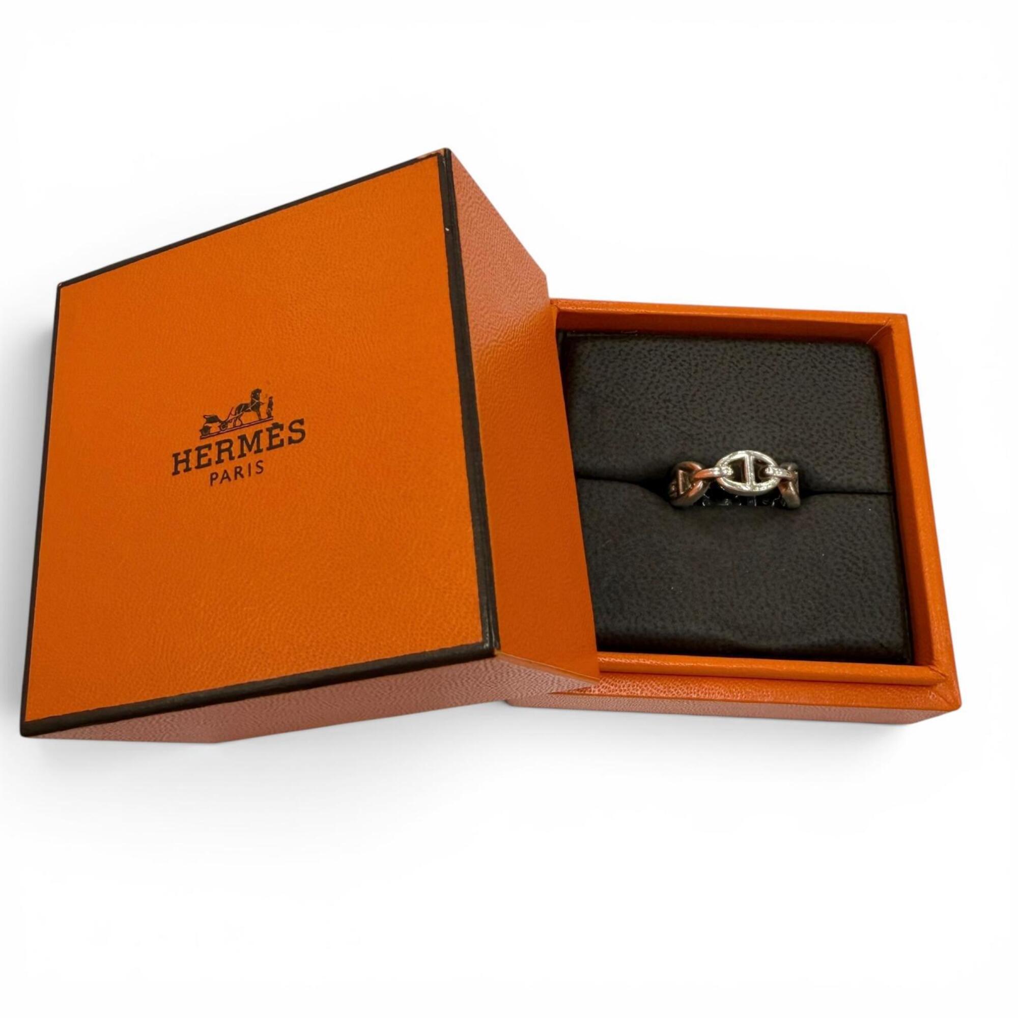 Hermes Silver Silver 925 Band Ring (Pre-Owned)