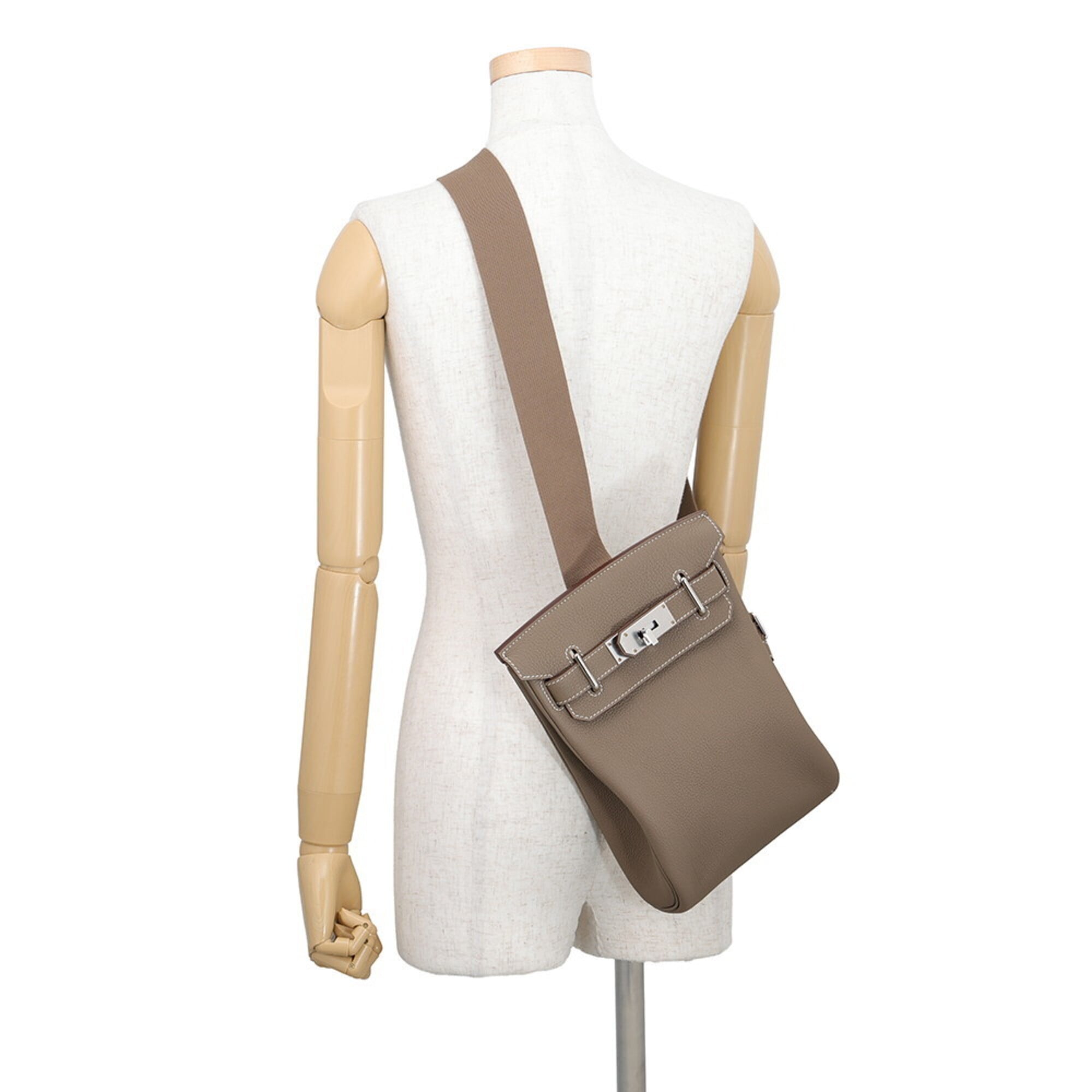 Hermes Etoupe Gray Togo Leather Handbag Sling Bag (Pre-Owned)