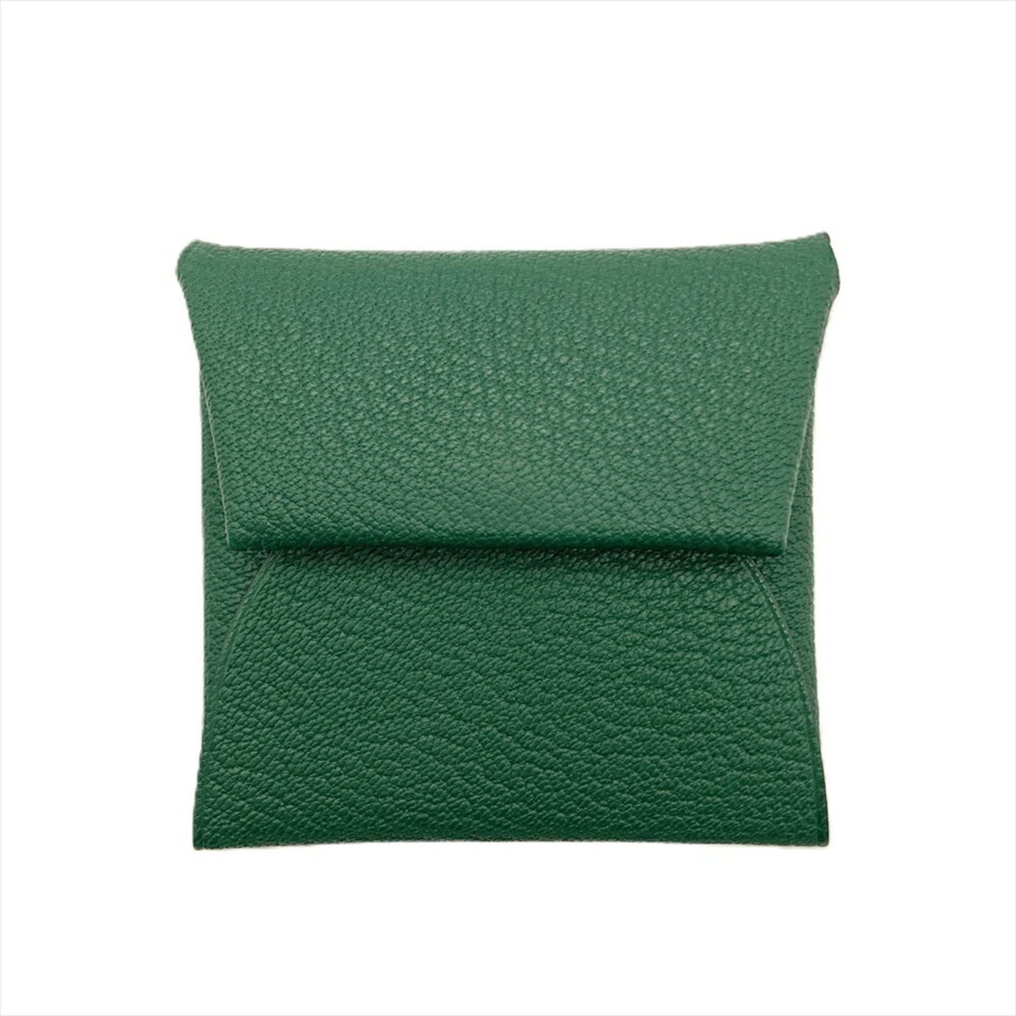 Hermes Green Chevre Leather Coin Purse/Coin Case (Pre-Owned)