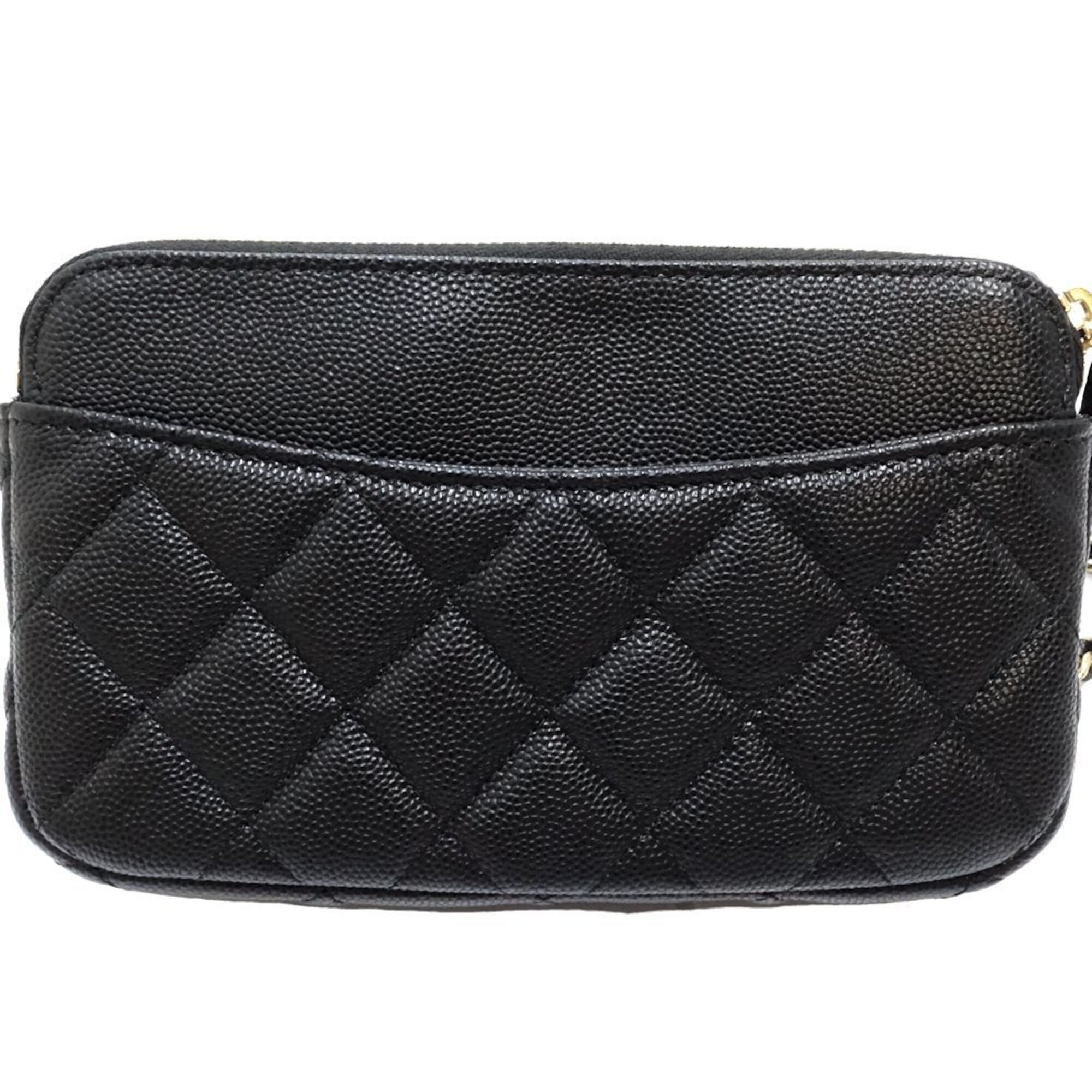 Chanel Black Grained Calfskin Chain/Shoulder Wallet (Pre-Owned)