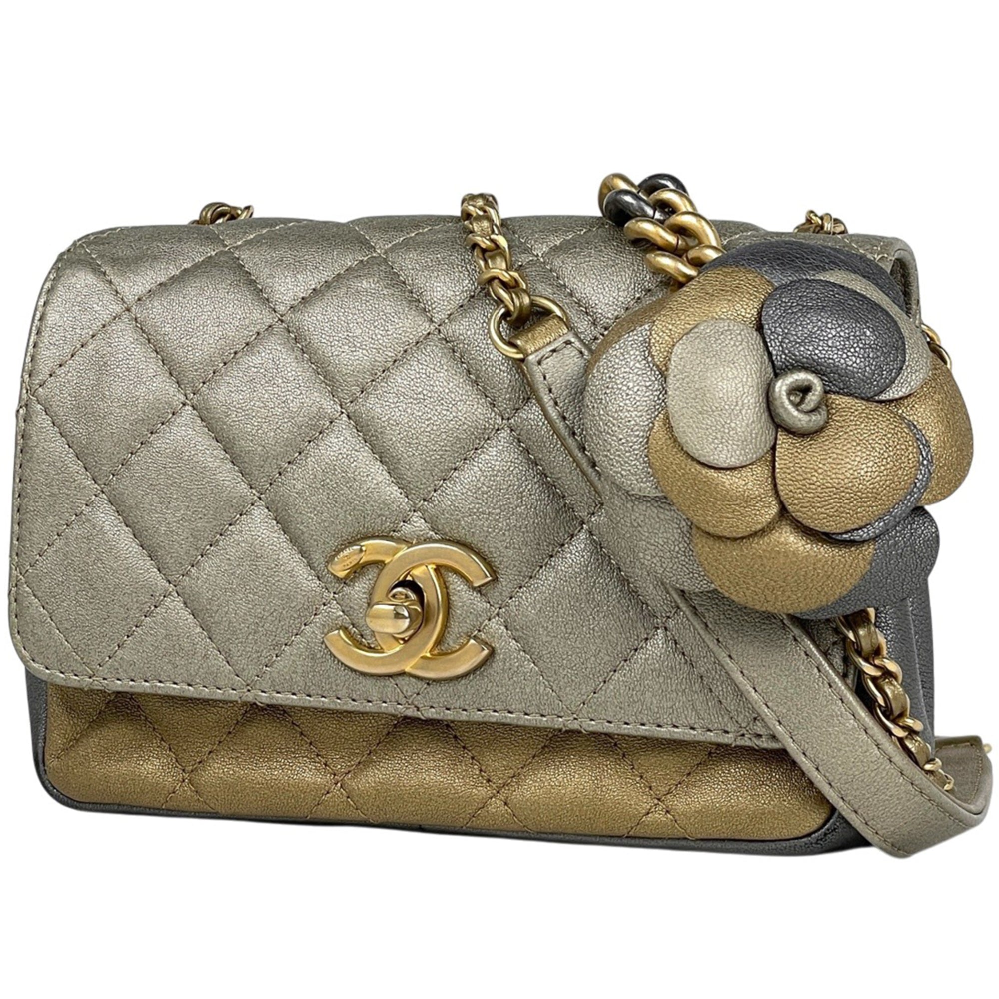 Chanel Matelasse Gold Silver Leather Shoulder Bag (Pre-Owned)
