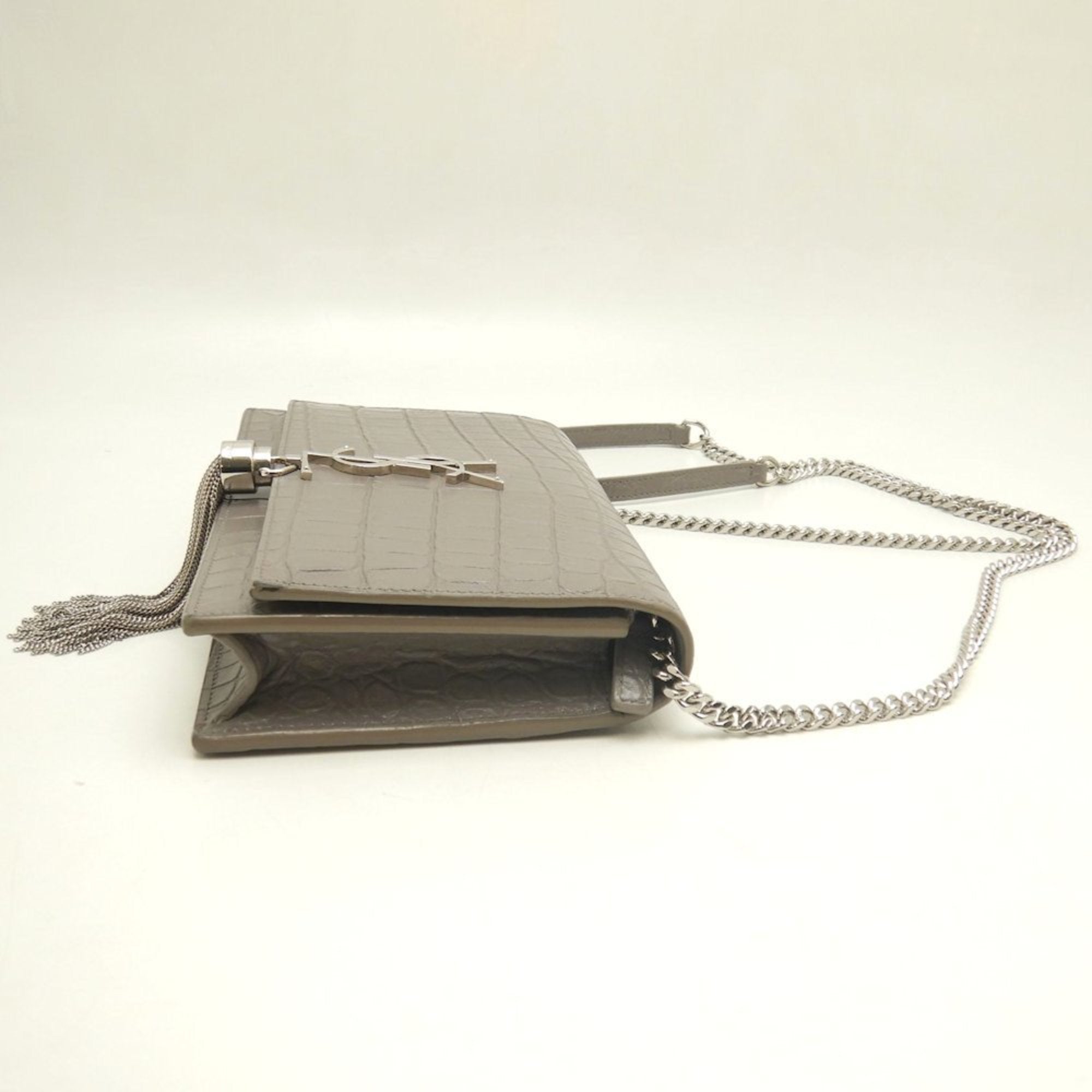 Yves Saint Laurent Grayish Leather Shoulder Bag (Pre-Owned)