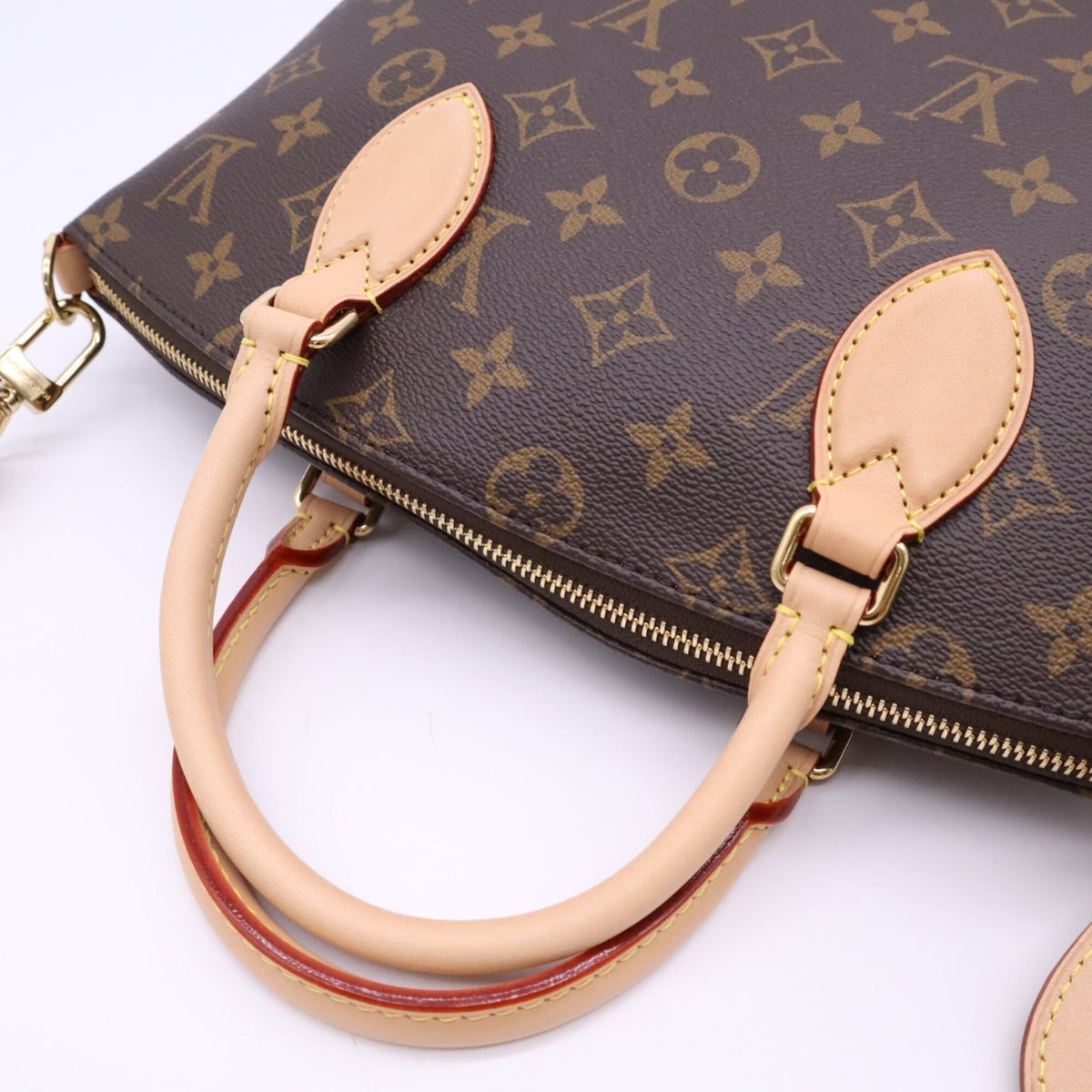 Louis Vuitton Monogram Beige Brown Coated Canvas Leather Handbag (Pre-Owned)