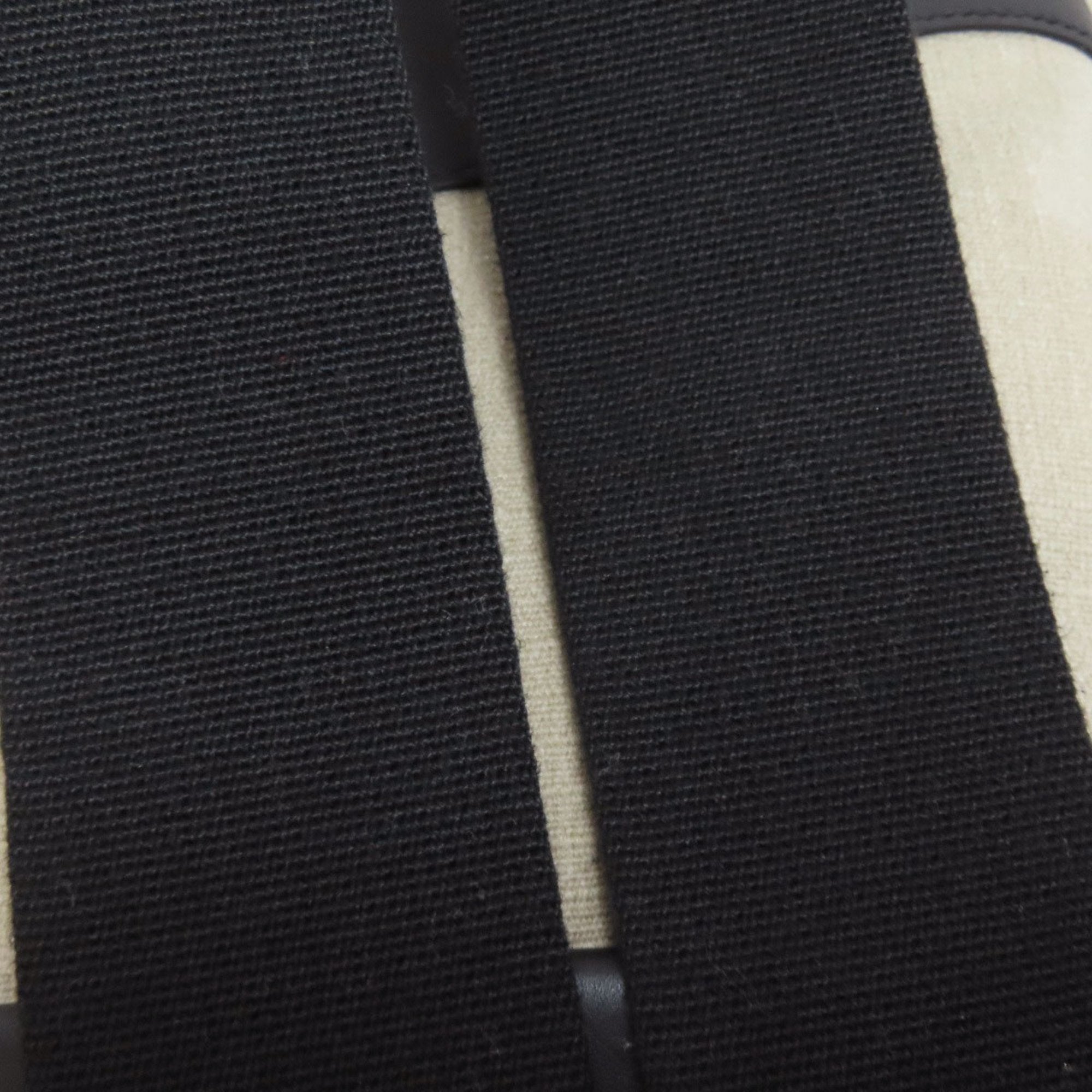 Hermes Beige Black Canvas Leather Backpack (Pre-Owned)