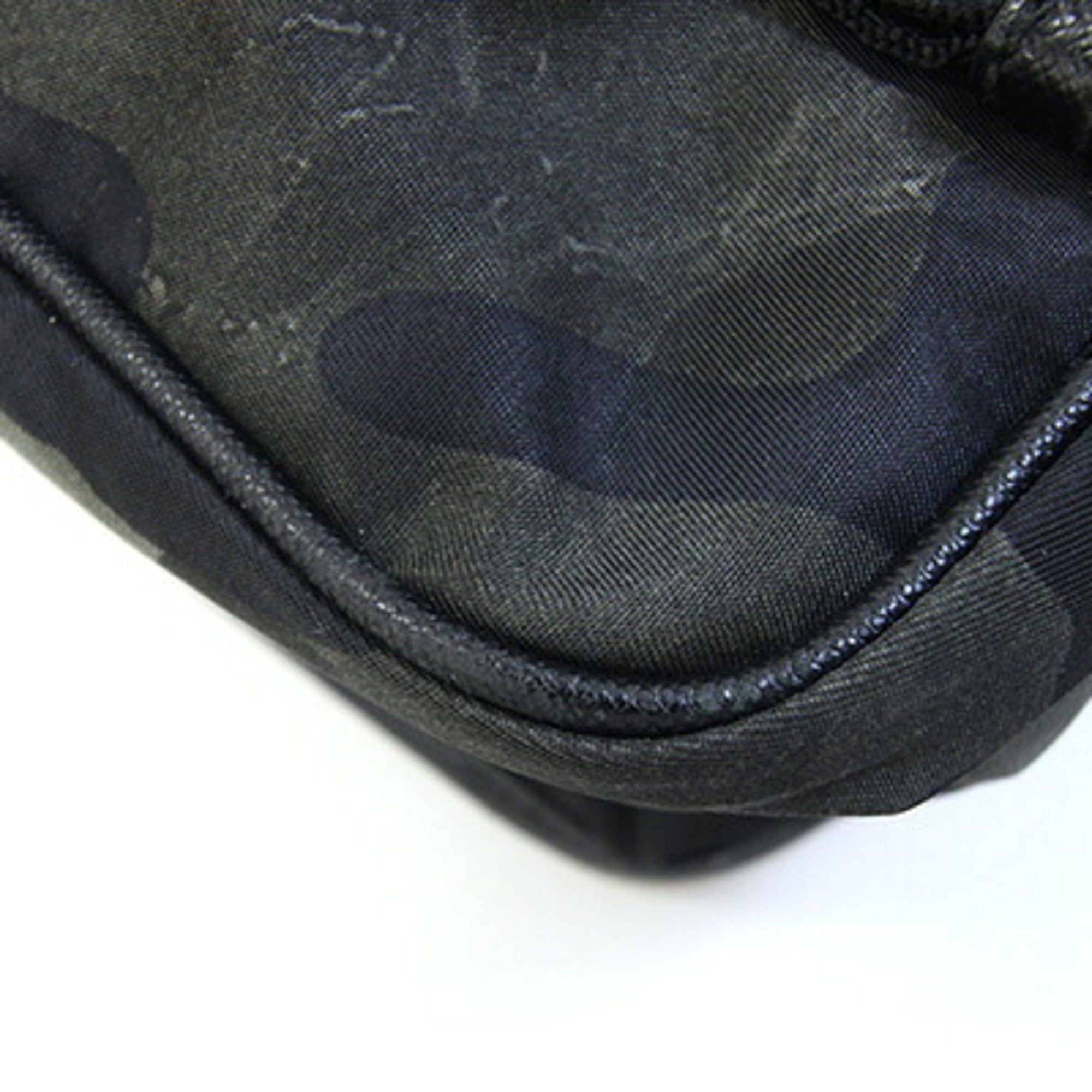 Prada Black Brown Green Khaki Nylon Leather Shoulder Bag (Pre-Owned)