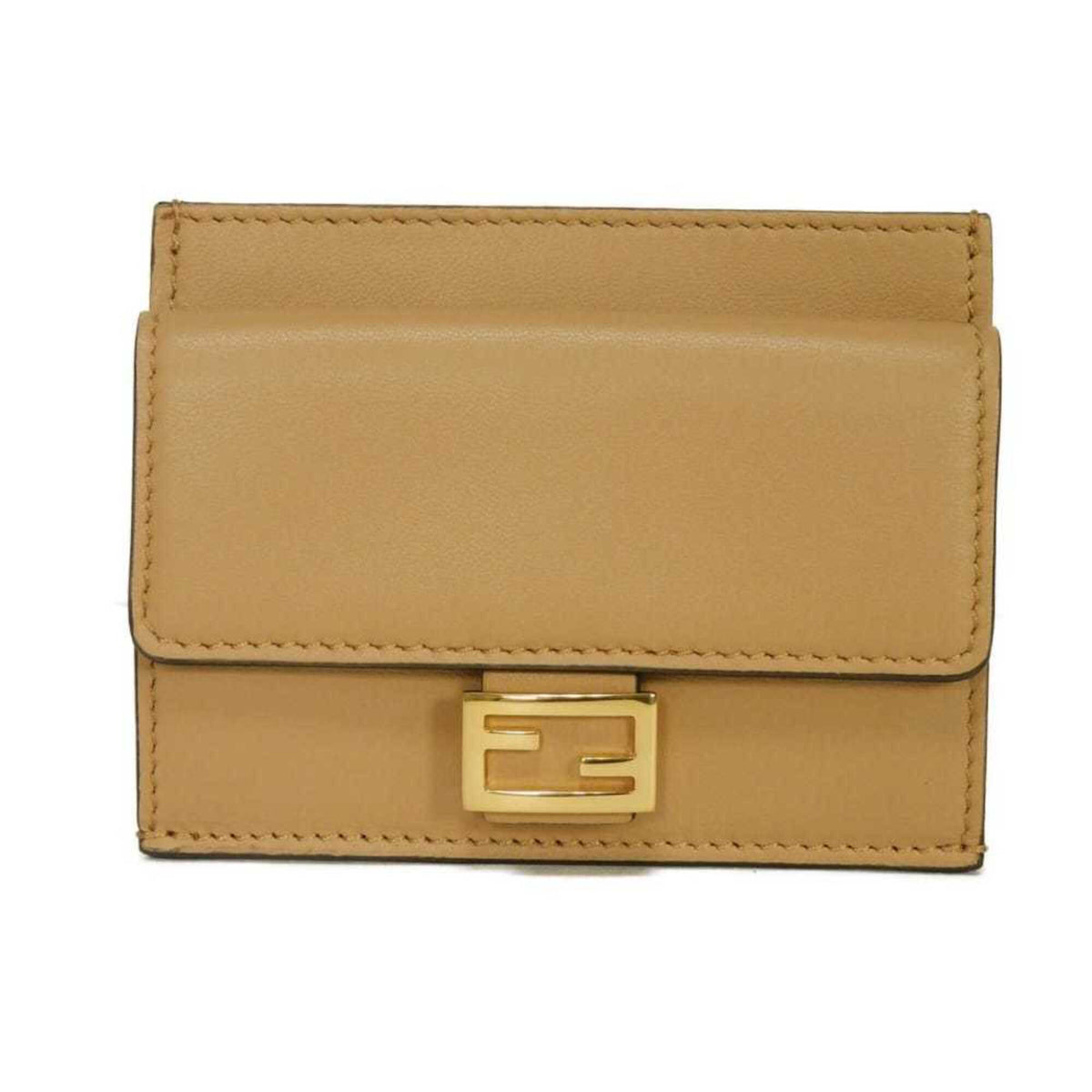 Fendi Beige Leather Coin Purse/Coin Case (Pre-Owned)