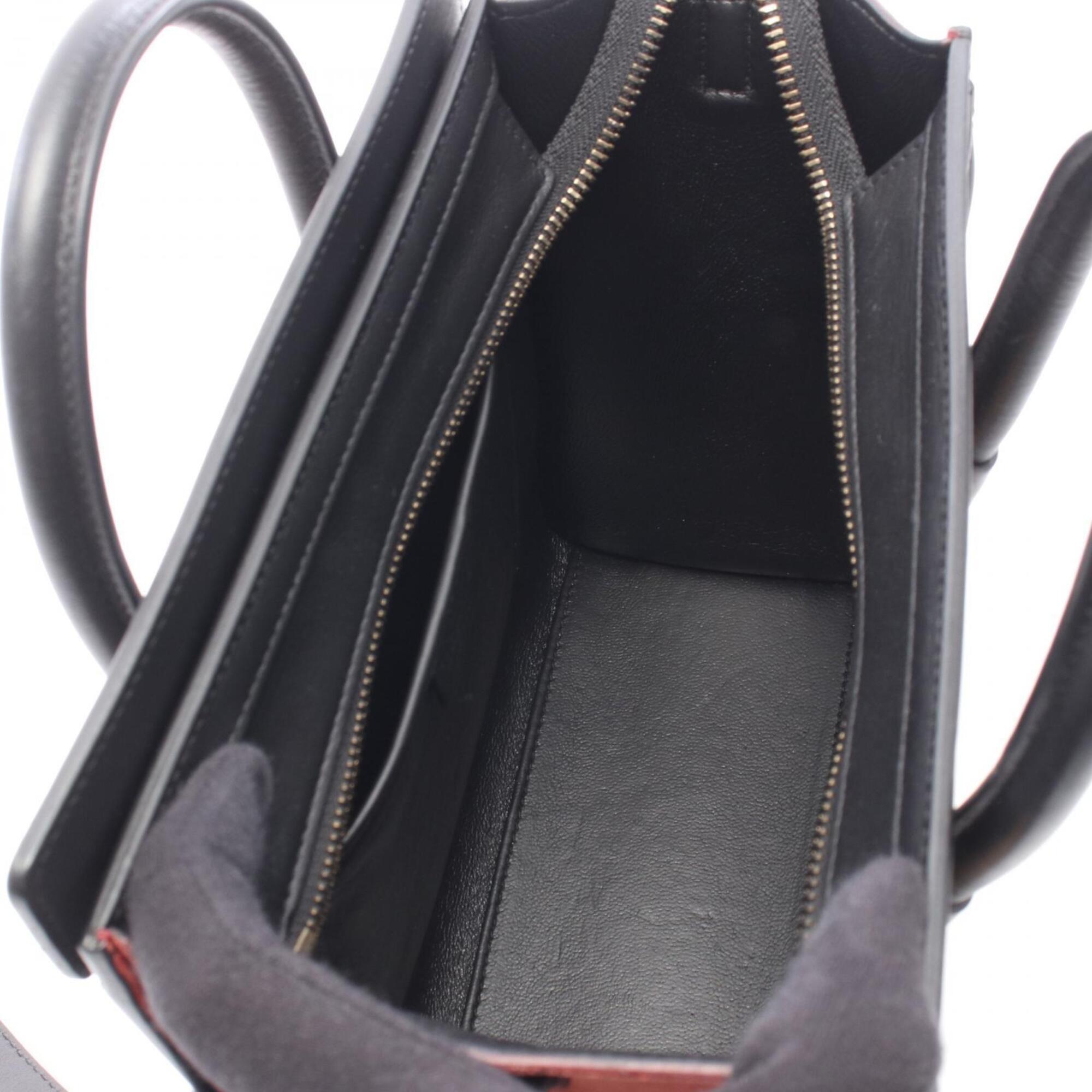 Celine Beige Black Red Color Leather Handbag (Pre-Owned)