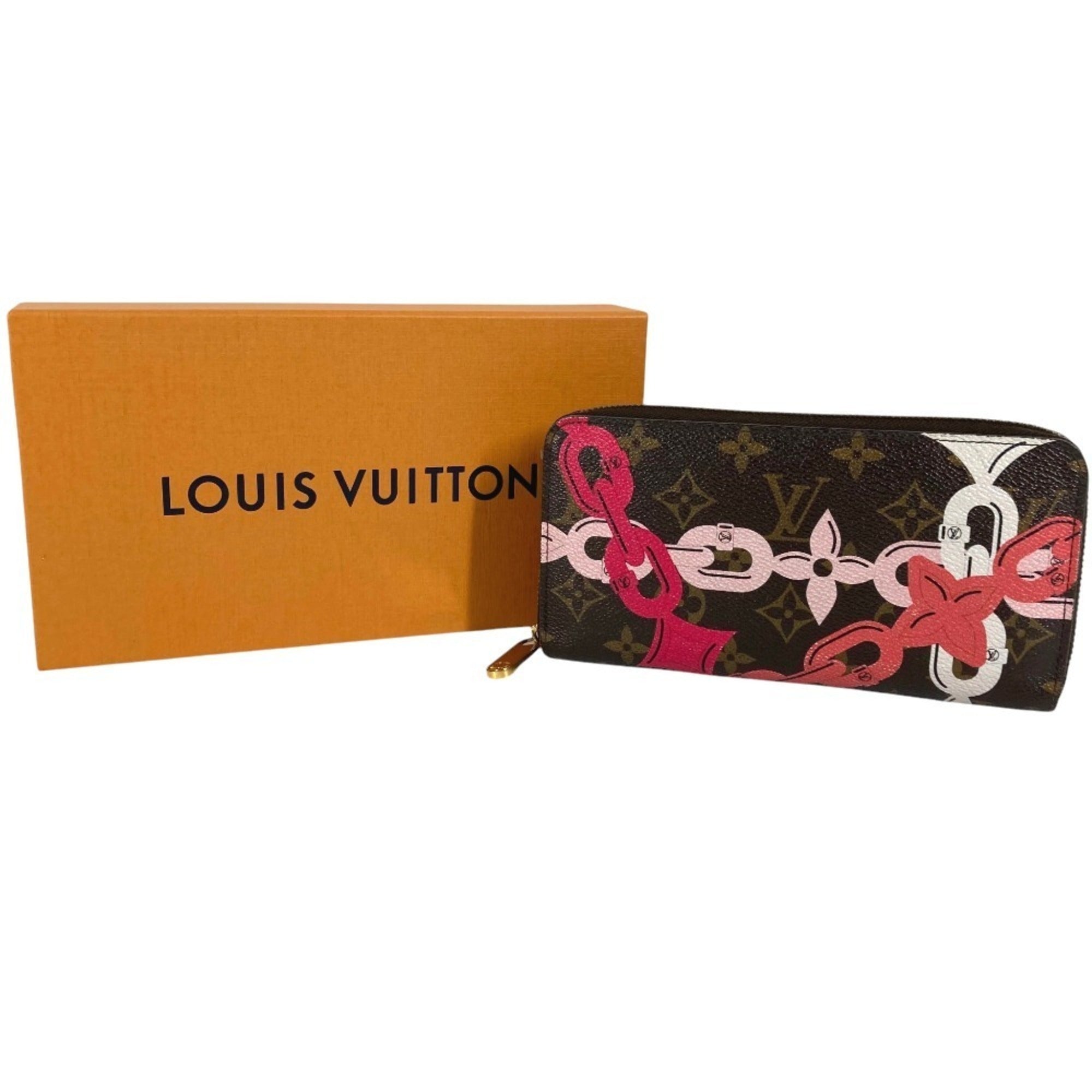 Louis Vuitton Brown Pink Monogram Canvas Long Wallet (Bi-Fold) (Pre-Owned)