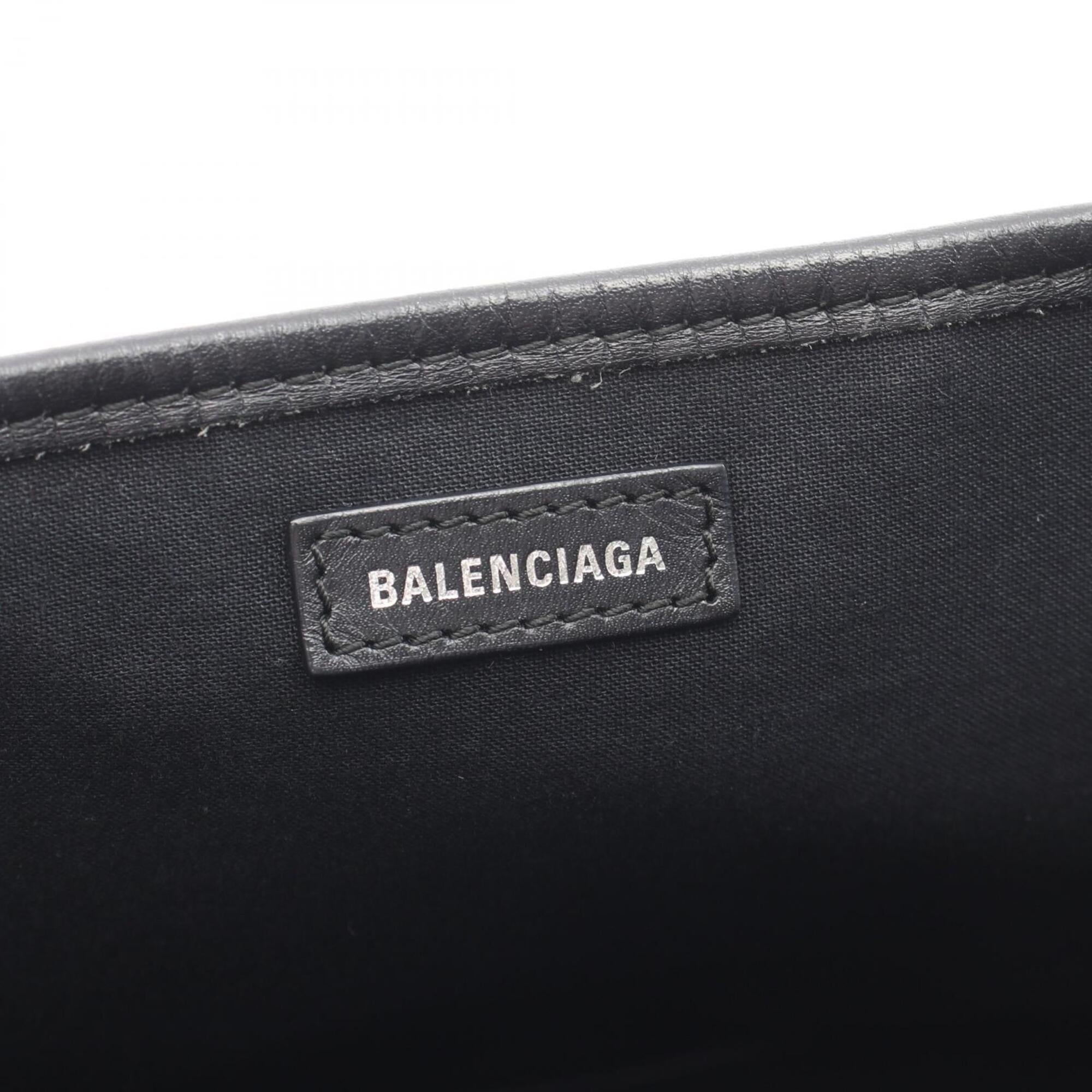 Balenciaga Black White Canvas Leather Handbag Tote Bag (Pre-Owned)