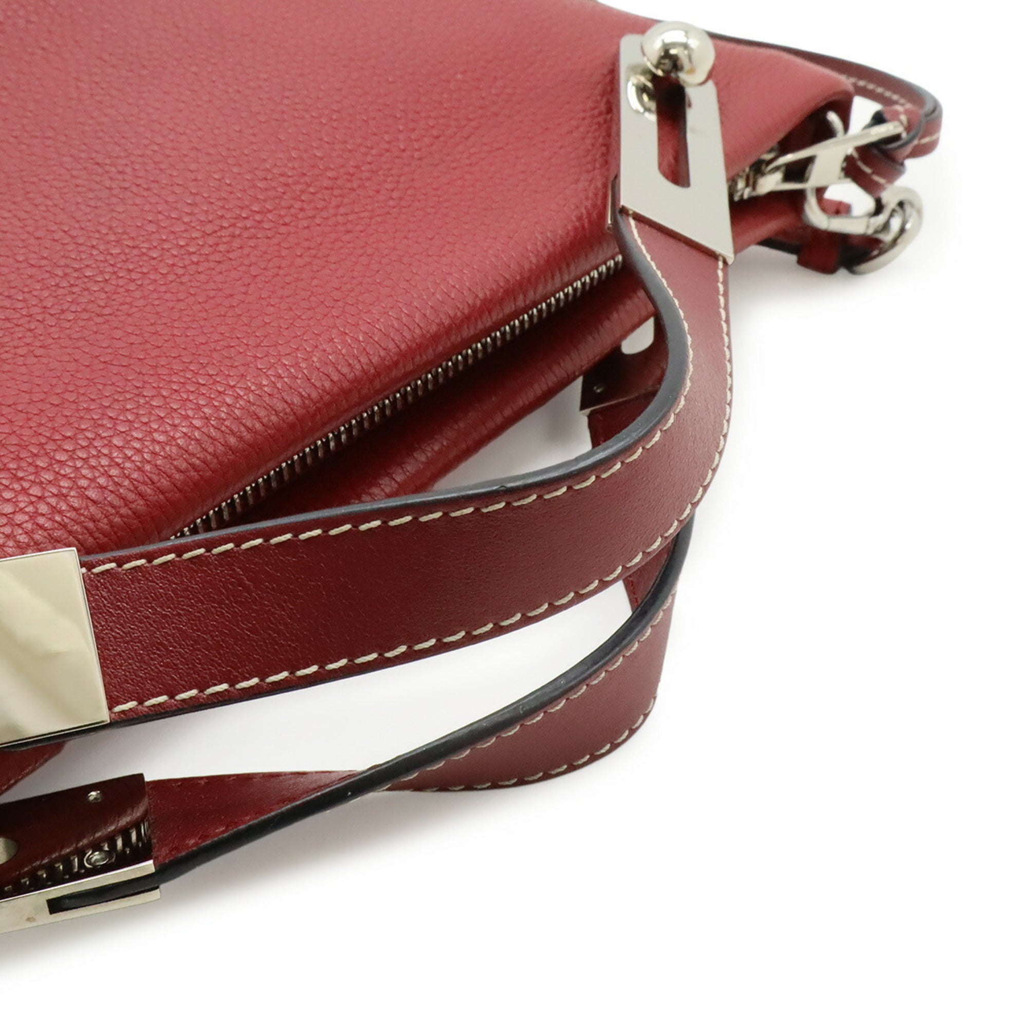 Loewe Pink Red Red Color Leather Clutch Bag Shoulder Bag (Pre-Owned)