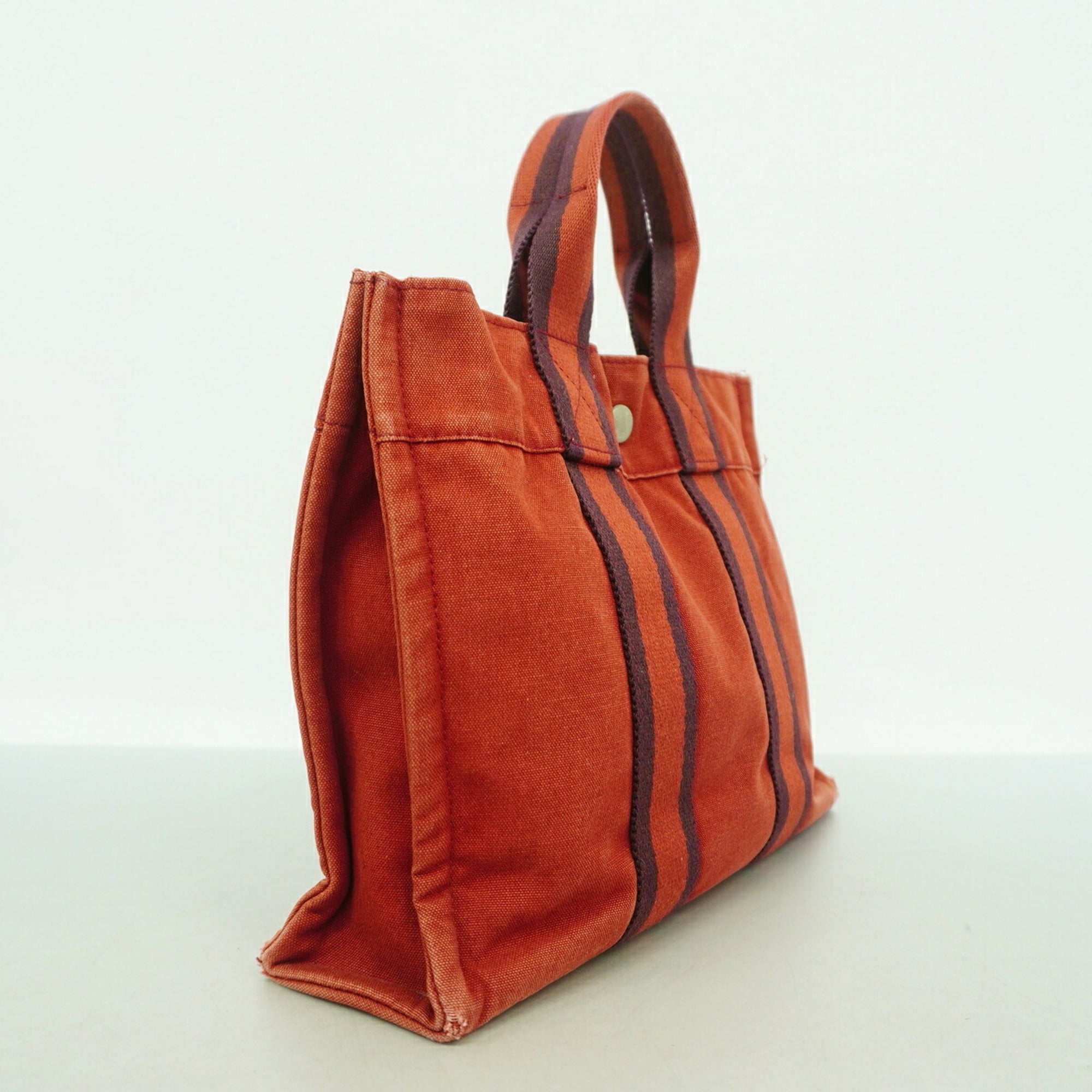 Hermes Red Color Canvas Handbag (Pre-Owned)