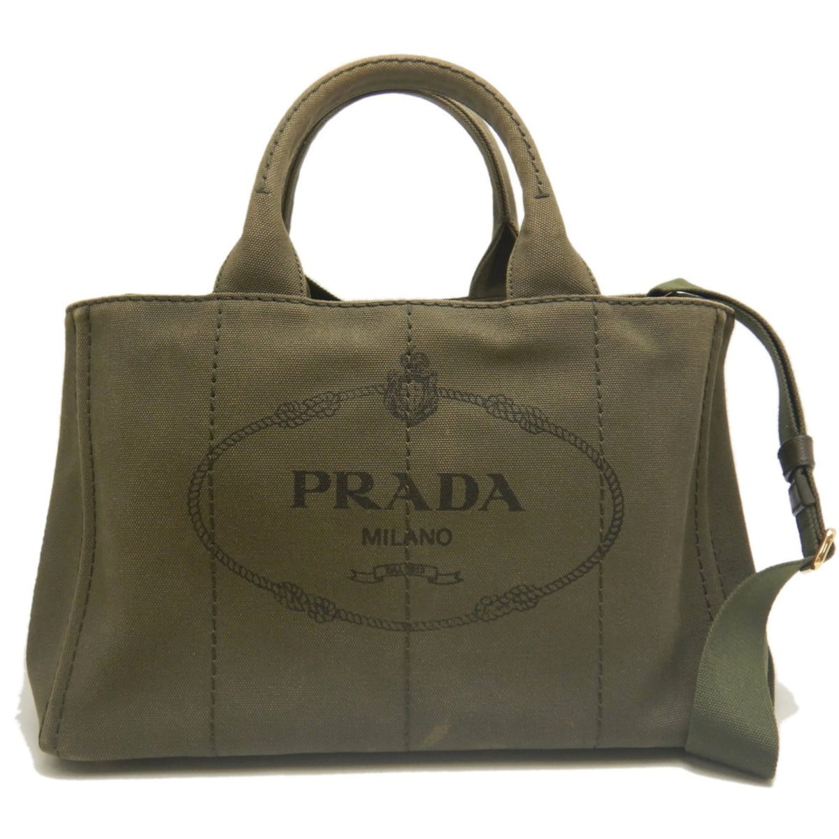 Prada Canapa Gold Canvas Tote Bag (Pre-Owned)