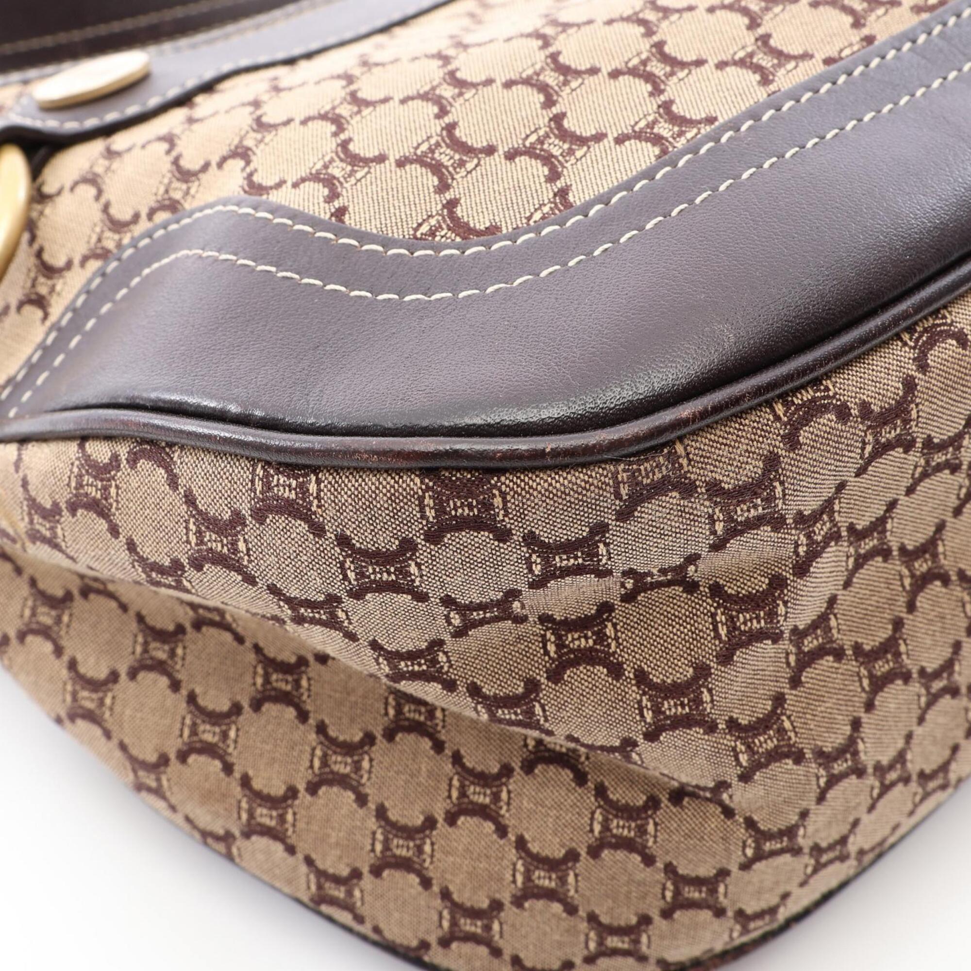Celine Beige Brown Canvas Leather Handbag Shoulder Bag (Pre-Owned)