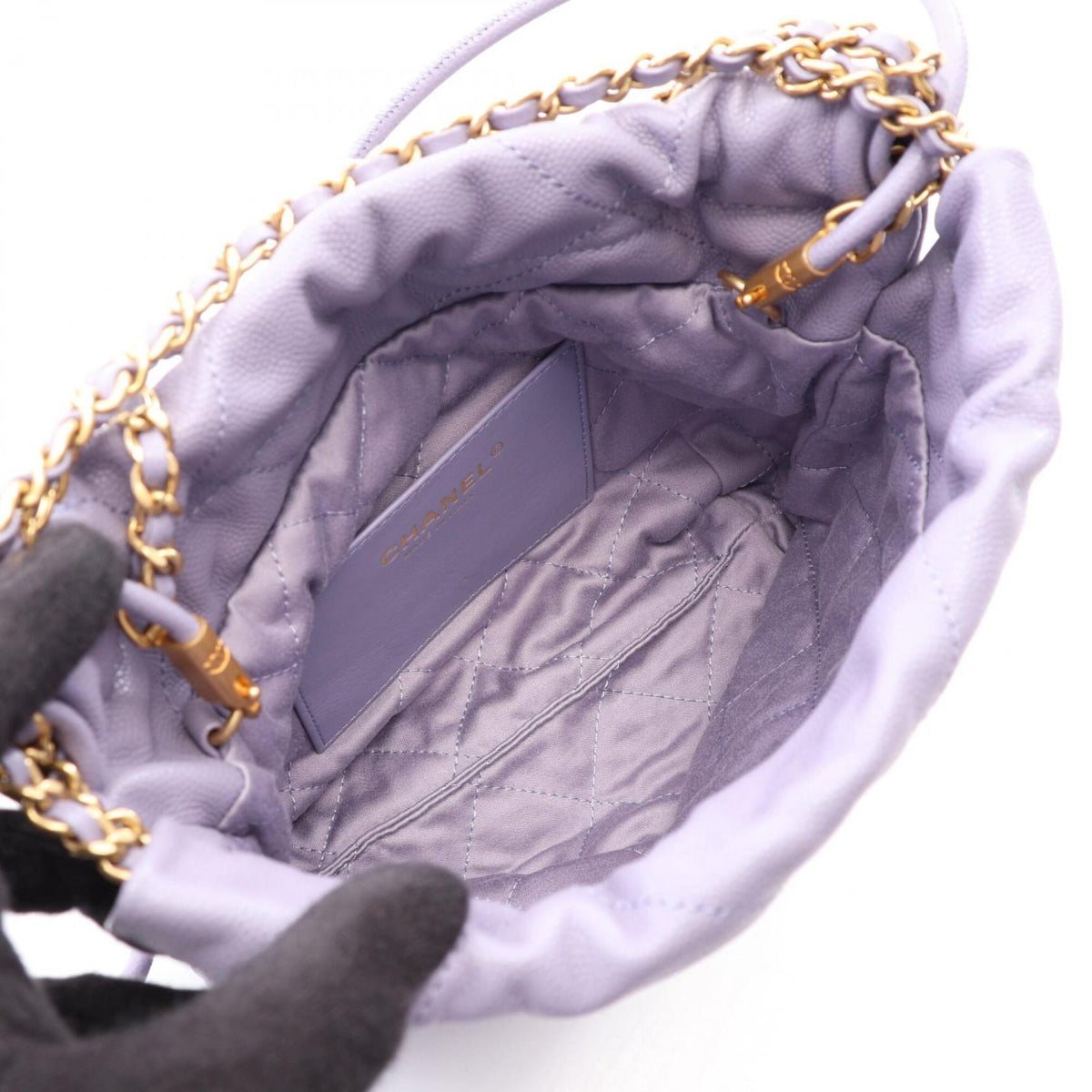 Chanel Purple Grained Calfskin Handbag Shoulder Bag (Pre-Owned)