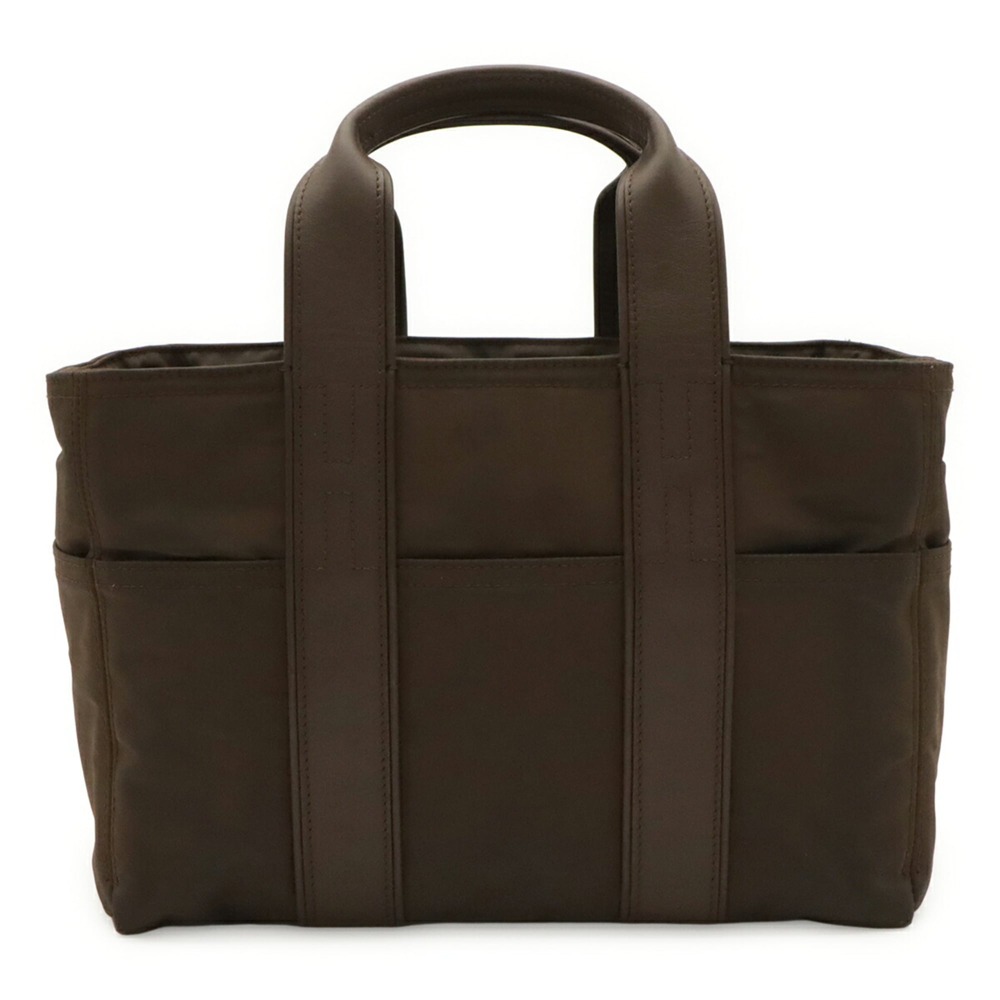 Hermes Dark Brown Nylon Handbag Tote Bag (Pre-Owned)
