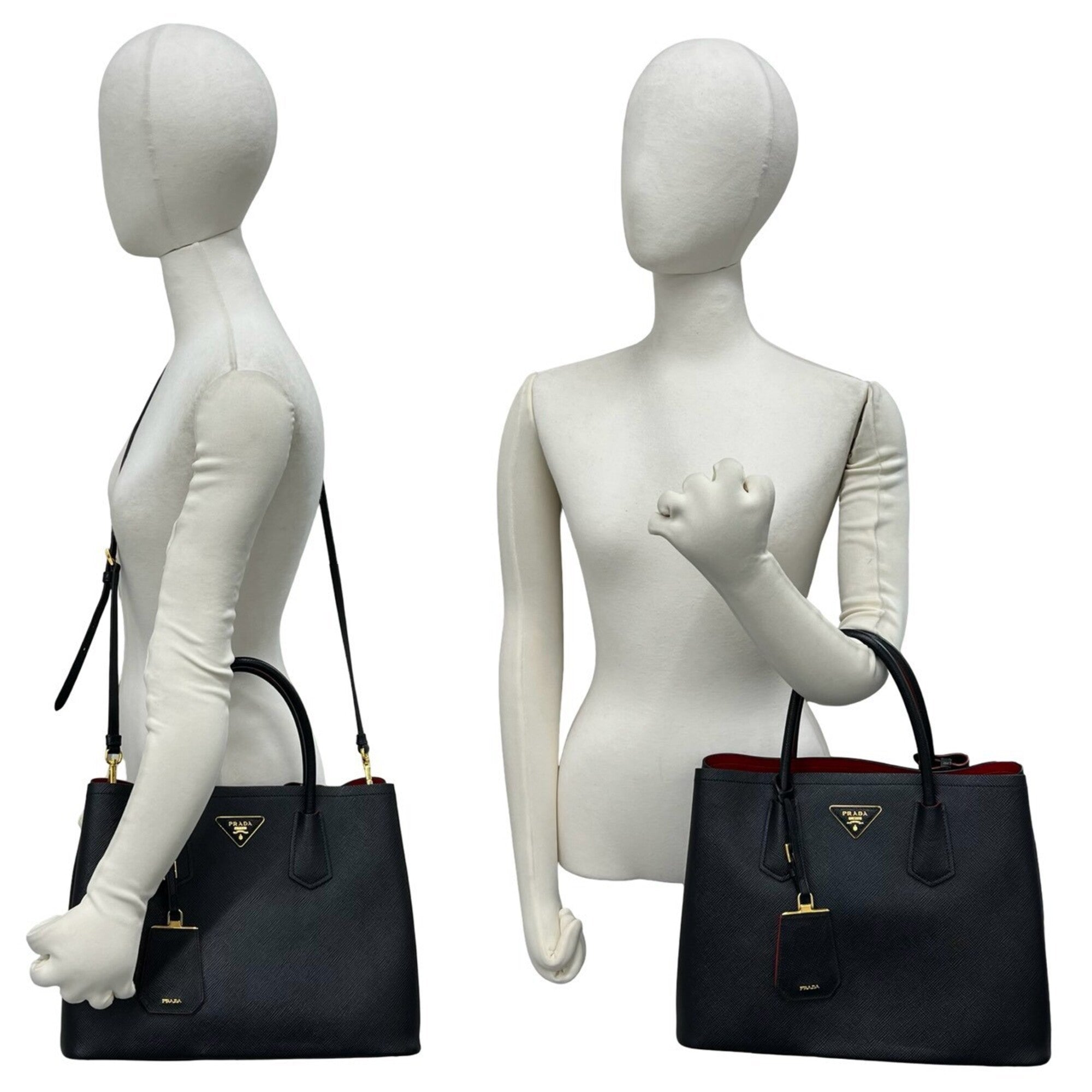 Prada Black Leather Handbag Shoulder Bag (Pre-Owned)
