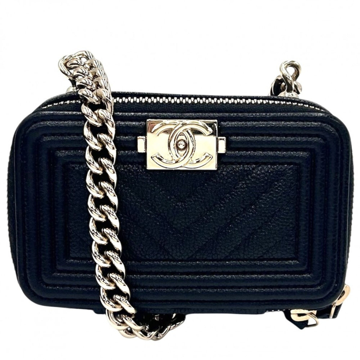 Chanel Black Grained Calfskin Shoulder Bag (Pre-Owned)