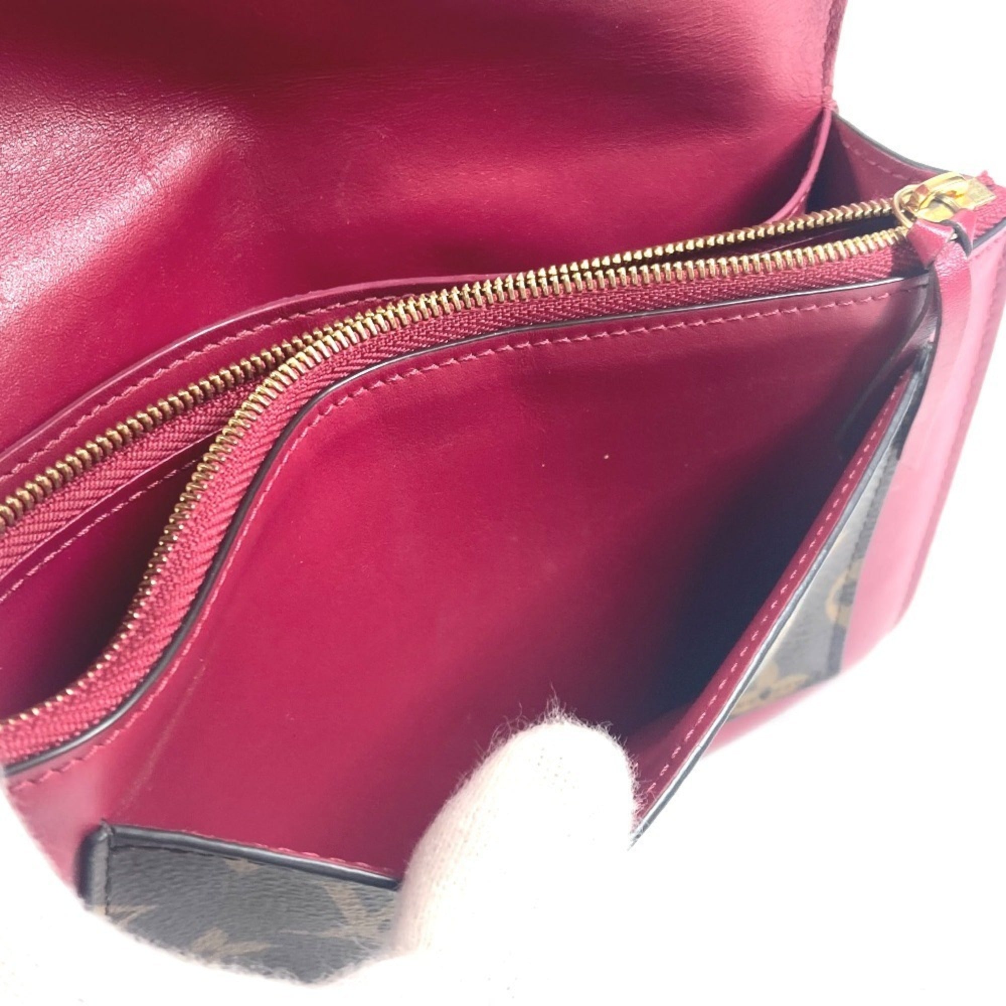 Louis Vuitton Brown Fuchsia Pink Monogram Clutch Bag Shoulder Bag (Pre-Owned)