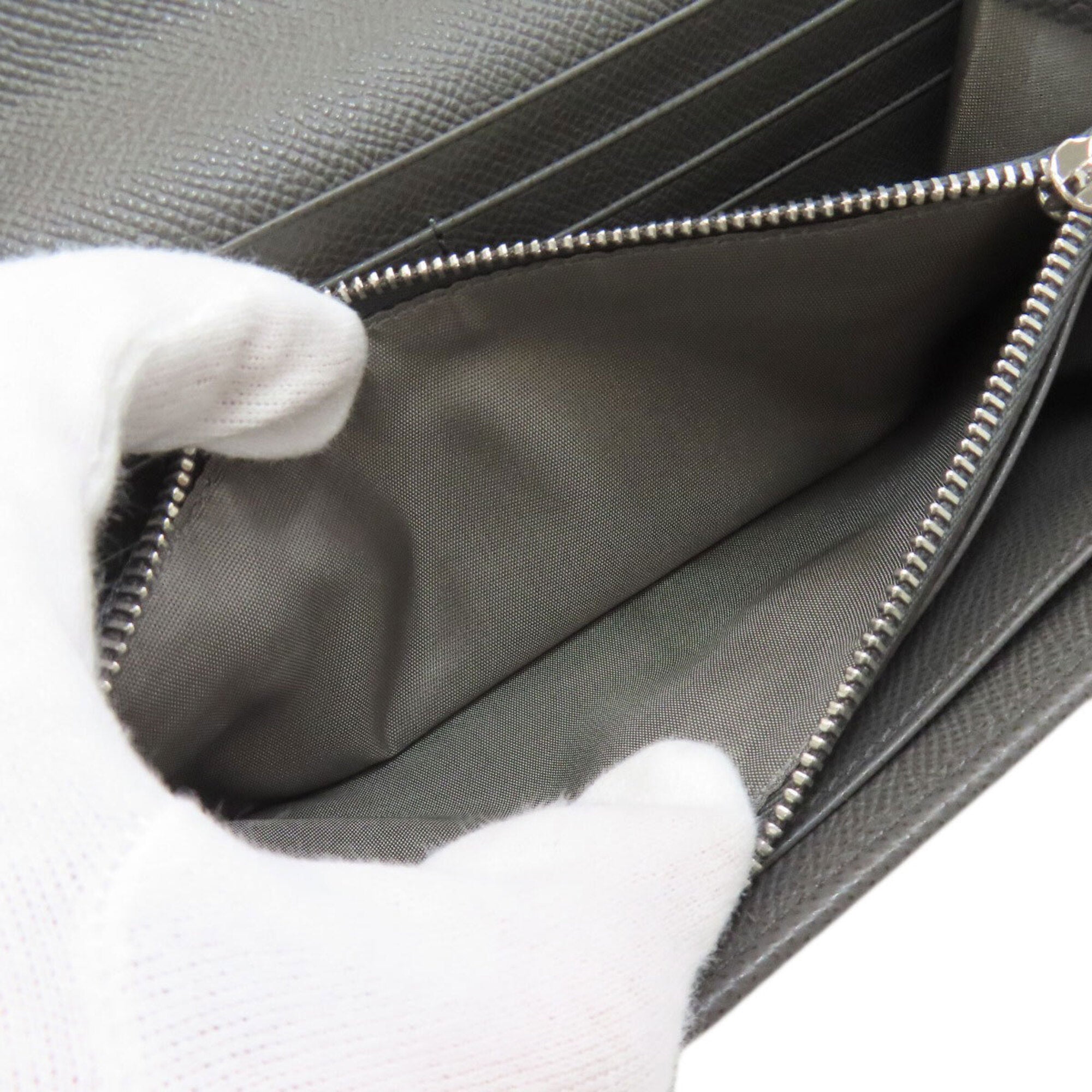 Salvatore Ferragamo Gray Leather Long Wallet (Bi-Fold) (Pre-Owned)