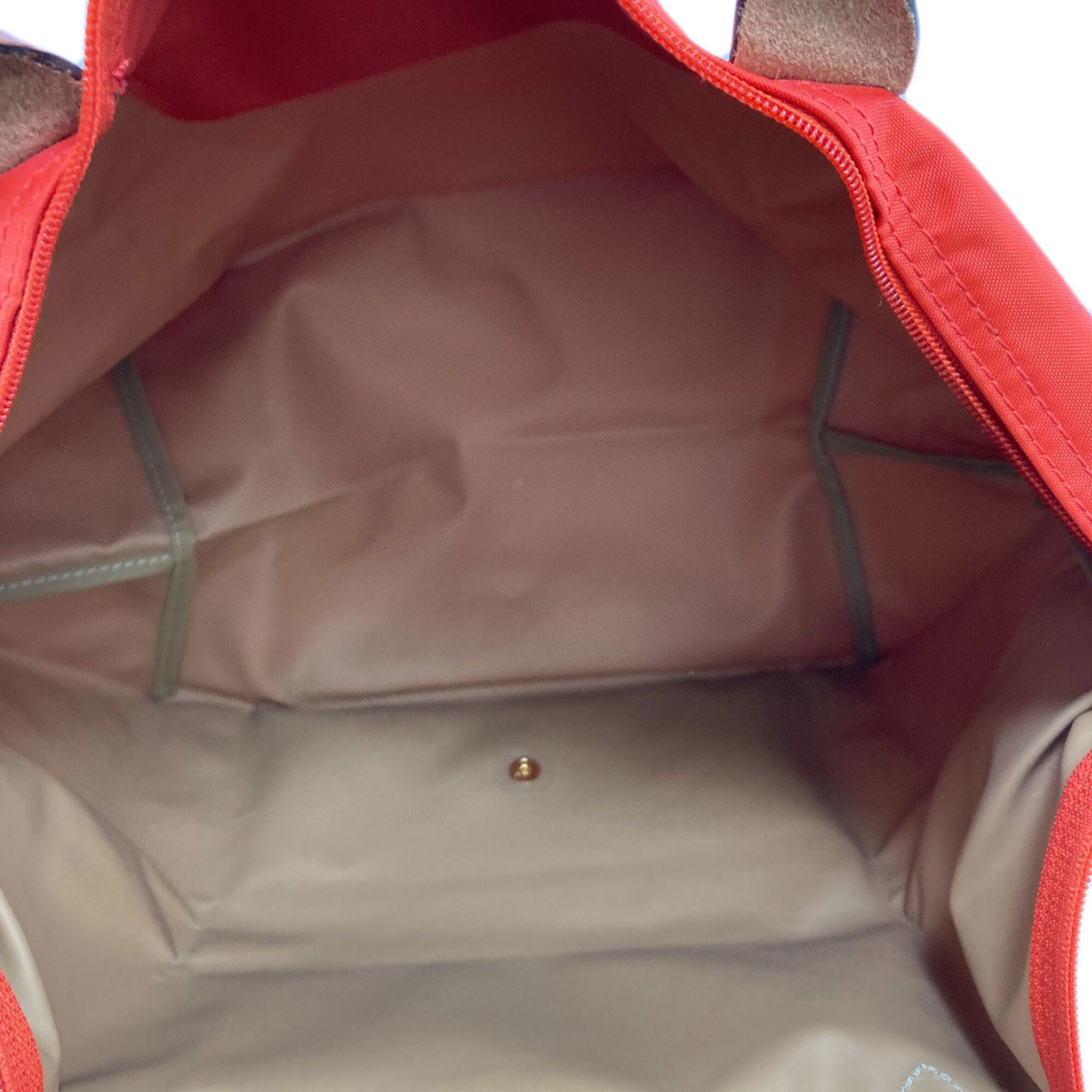 Longchamp Brown Orange Nylon Handbag (Pre-Owned)