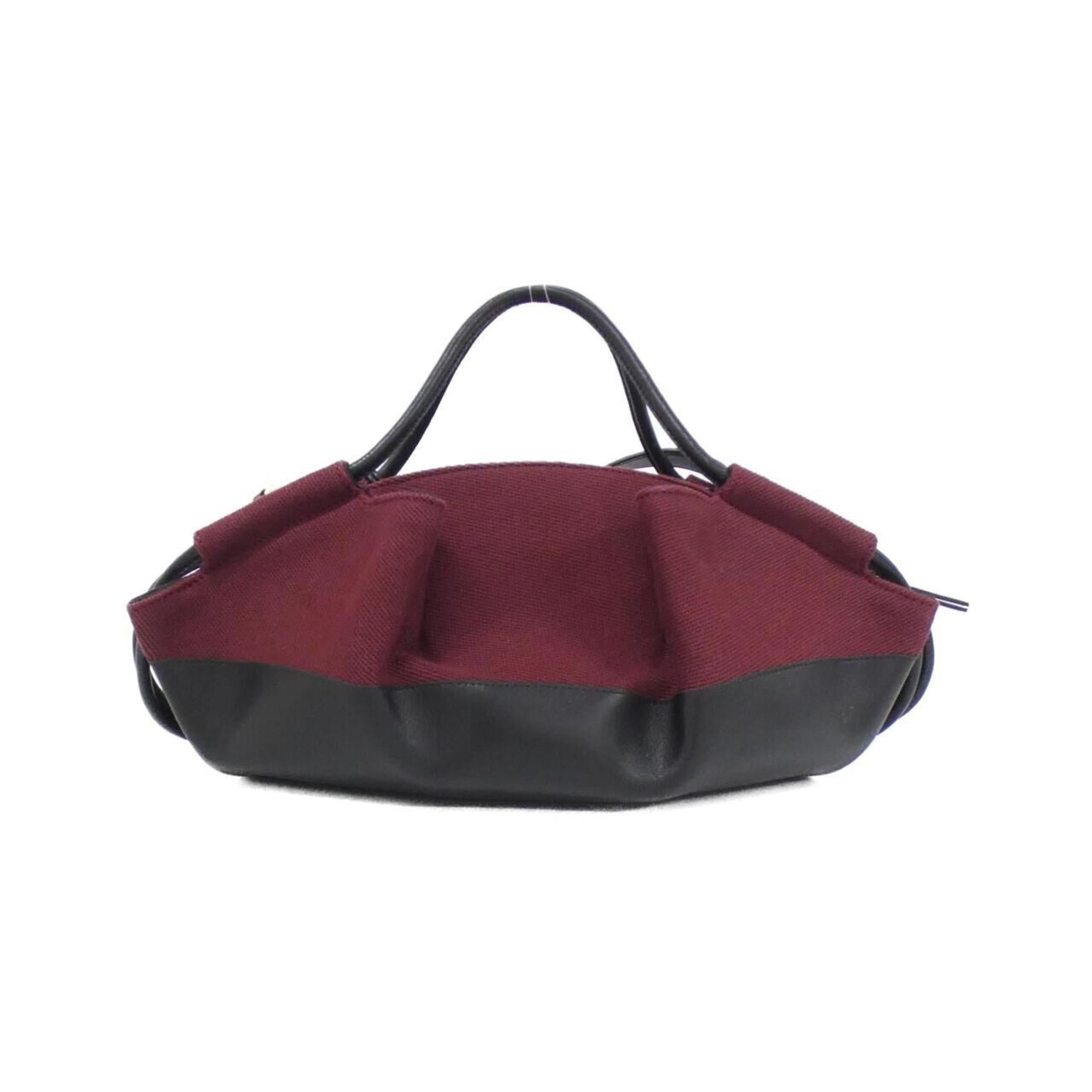Loewe Black Burgundy Canvas Leather Handbag (Pre-Owned)