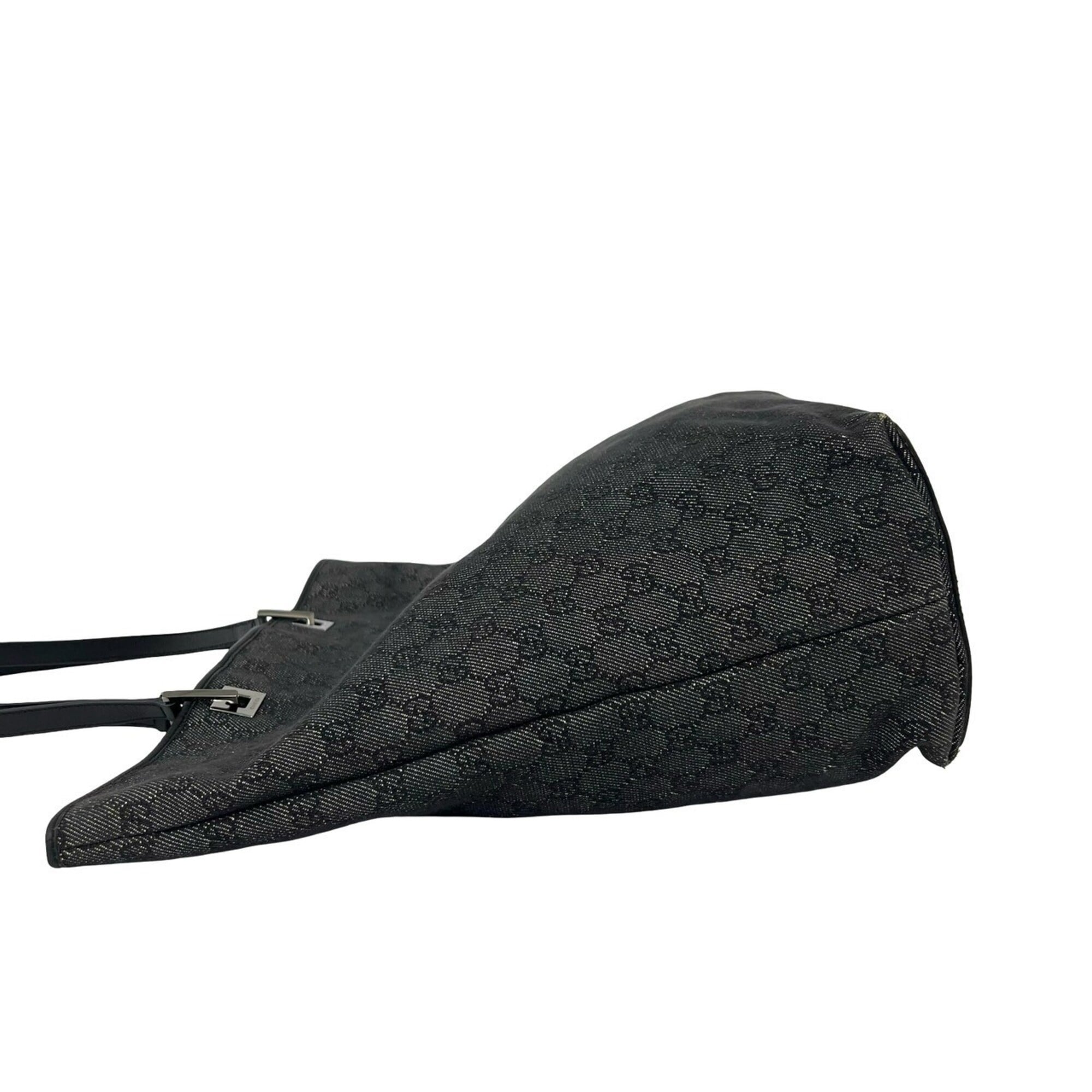Gucci Black Canvas Leather Tote Bag (Pre-Owned)
