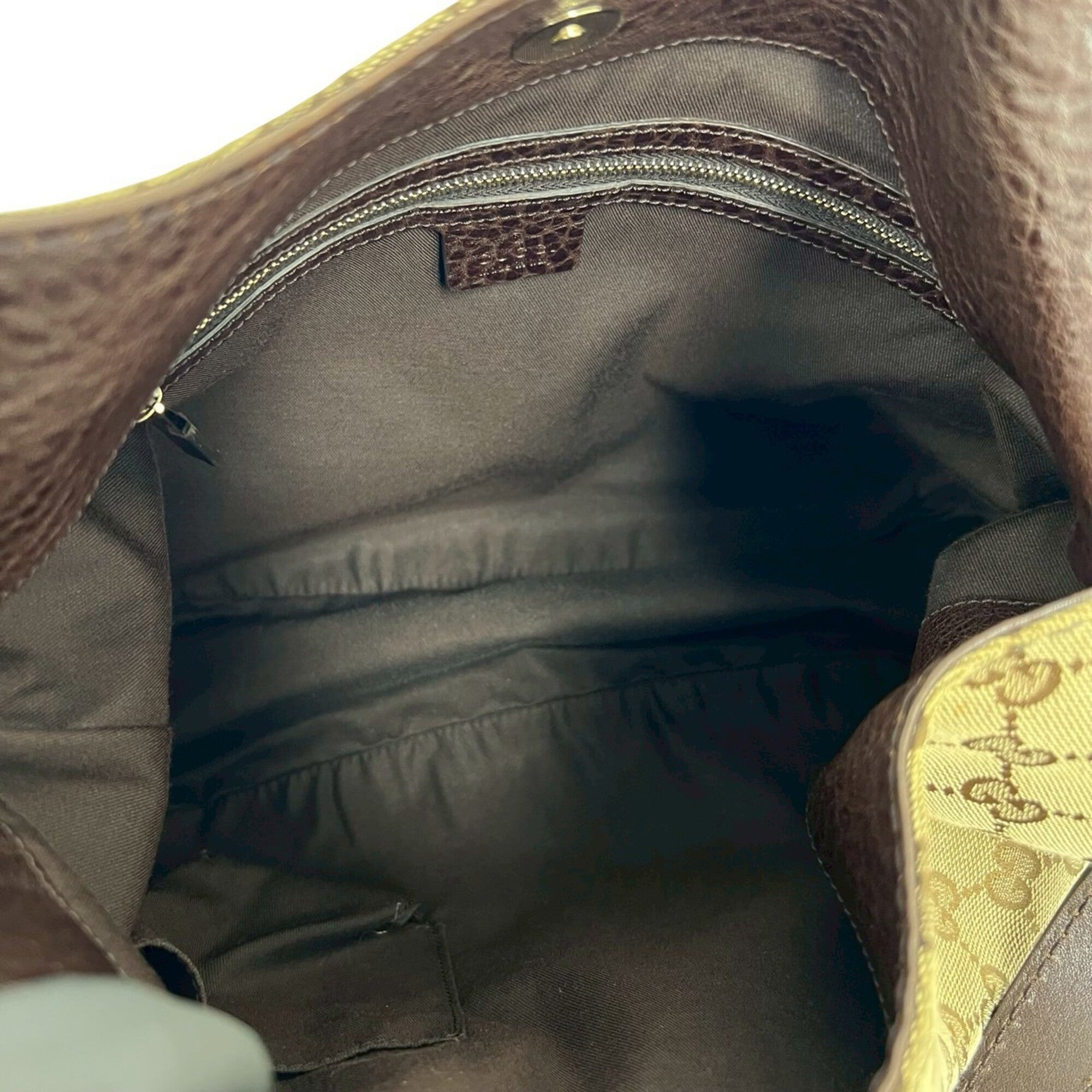 Gucci Beige Brown Canvas Leather Shoulder Bag Sling Bag (Pre-Owned)